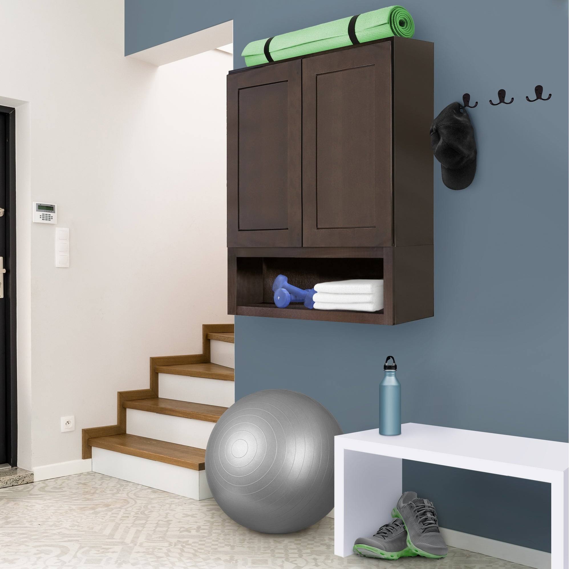 Leick Home Brown Unassembled 2Door Wall Mounted Storage 71136