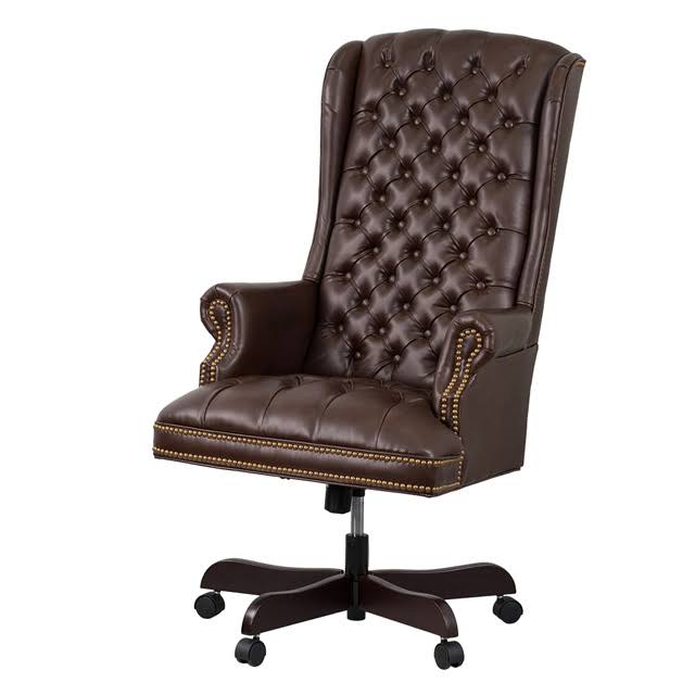 High Back Traditional Tufted Brown Leather Executive Office Chair - WGL-1-s