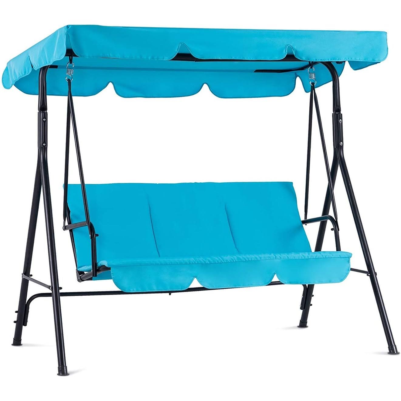 3Person Outdoor Patio Swing Chair, Convertible Canopy Hanging