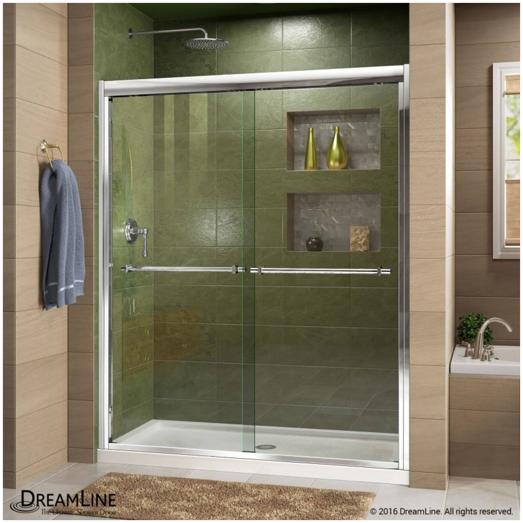 DreamLine Duet Frameless Bypass Sliding Shower Door and Slimline 36 x ...