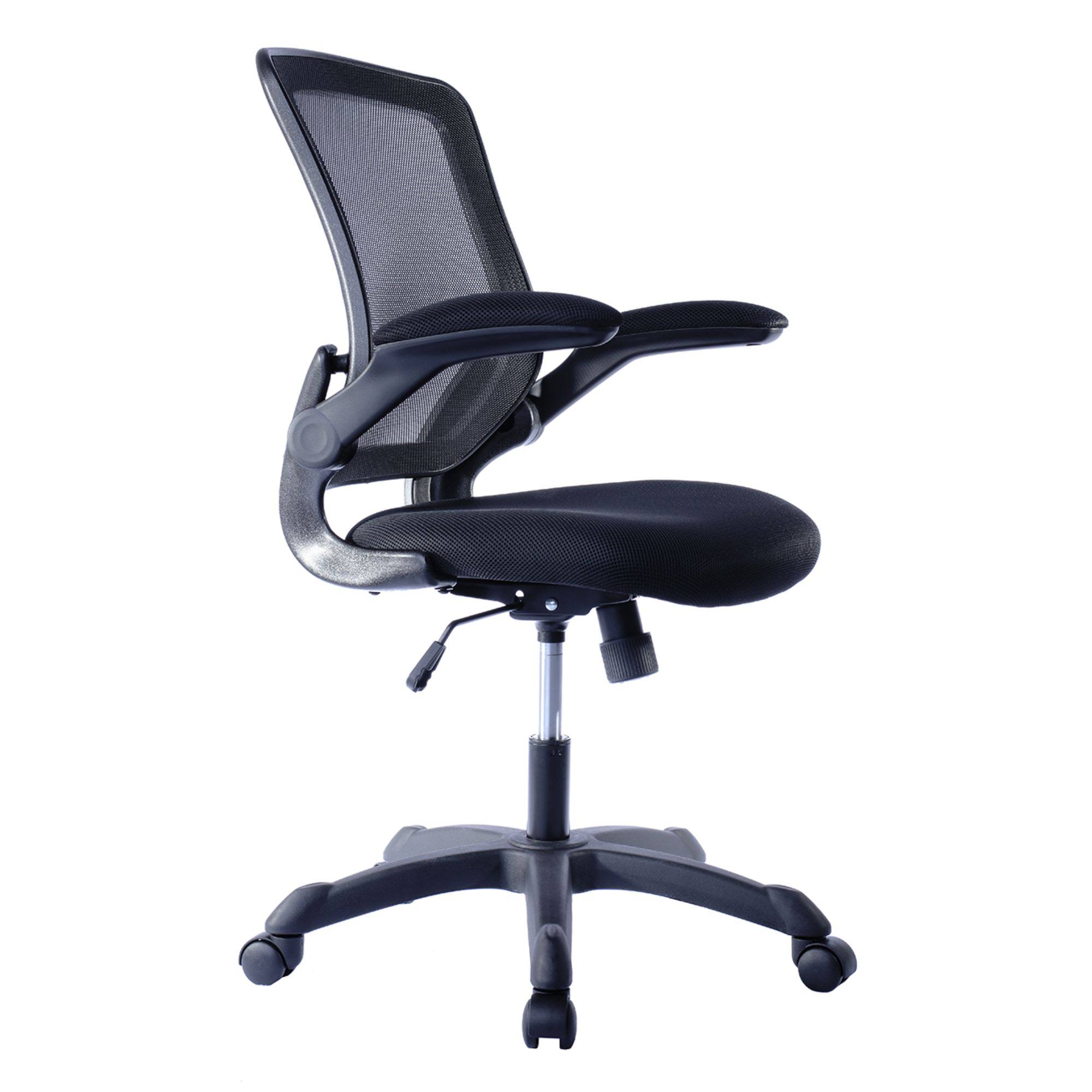 Techni Mobili Black Mesh Task Office Chair with Flip Up Arms WGL1s