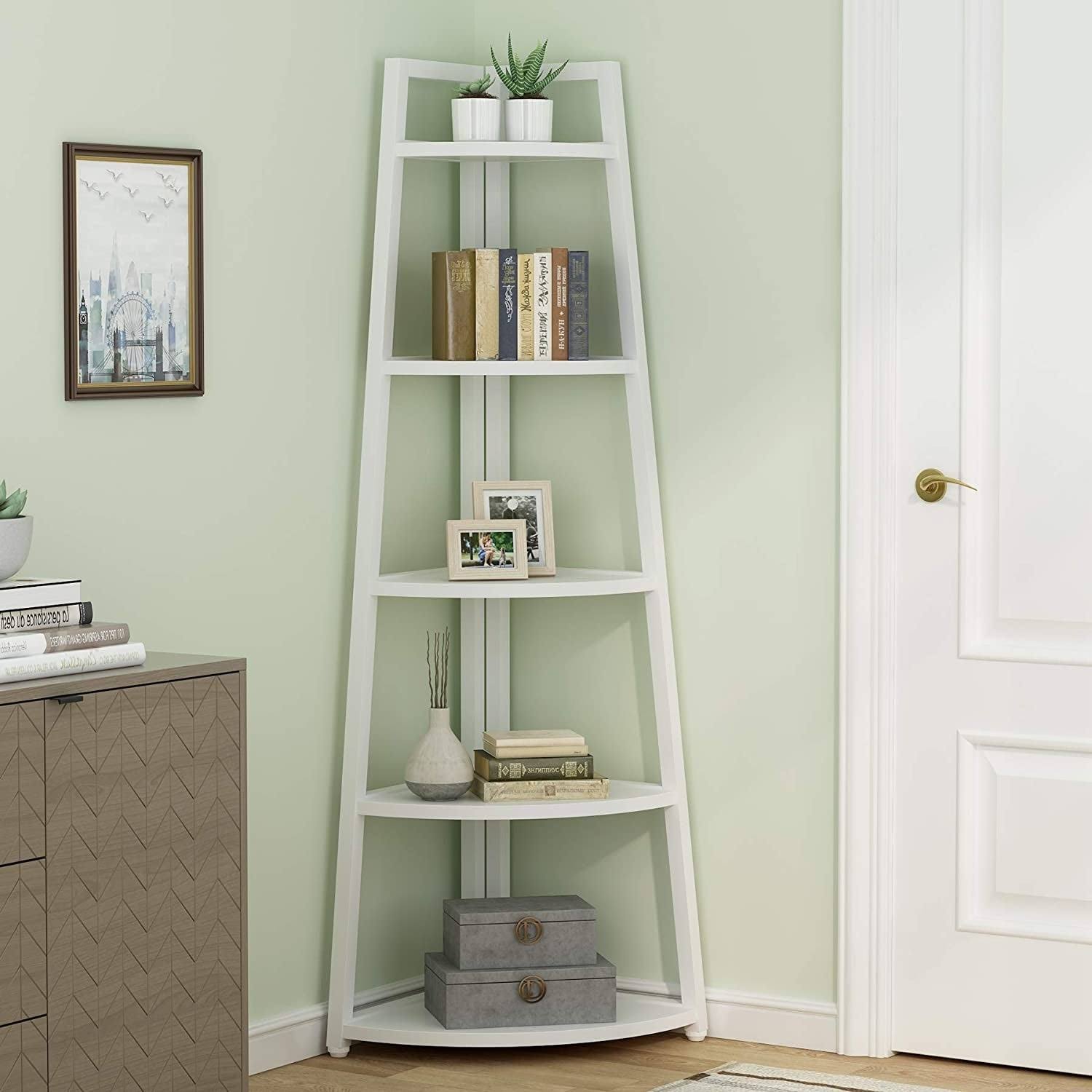 Tribesigns 5 Tier Tall Corner Shelf/Bookshelf /Bookcase/Plant Stan ...