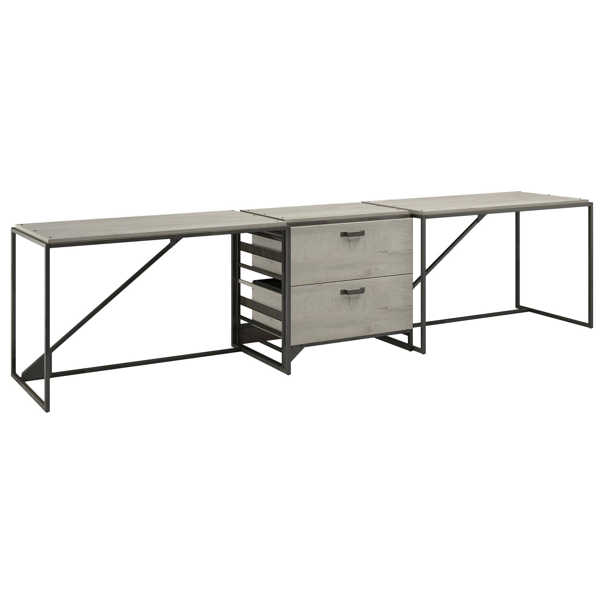 Bush Furniture Refinery 2 Person Industrial Desk Set with Lateral File