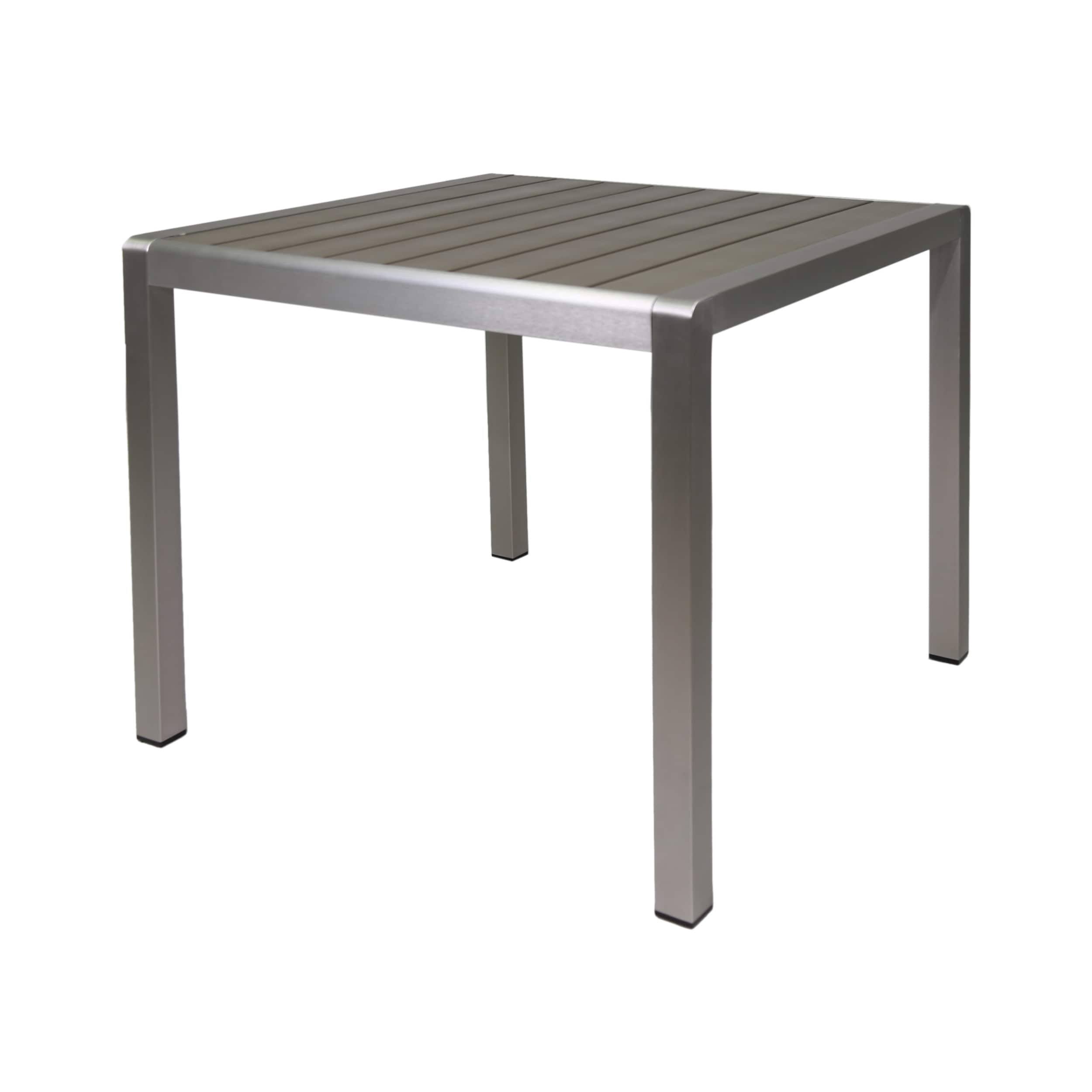 Faux Wood Aluminum Outdoor Dining Table Cape Coral Silver/ Grey Anodized Aluminum Outdoor Dining Table by
