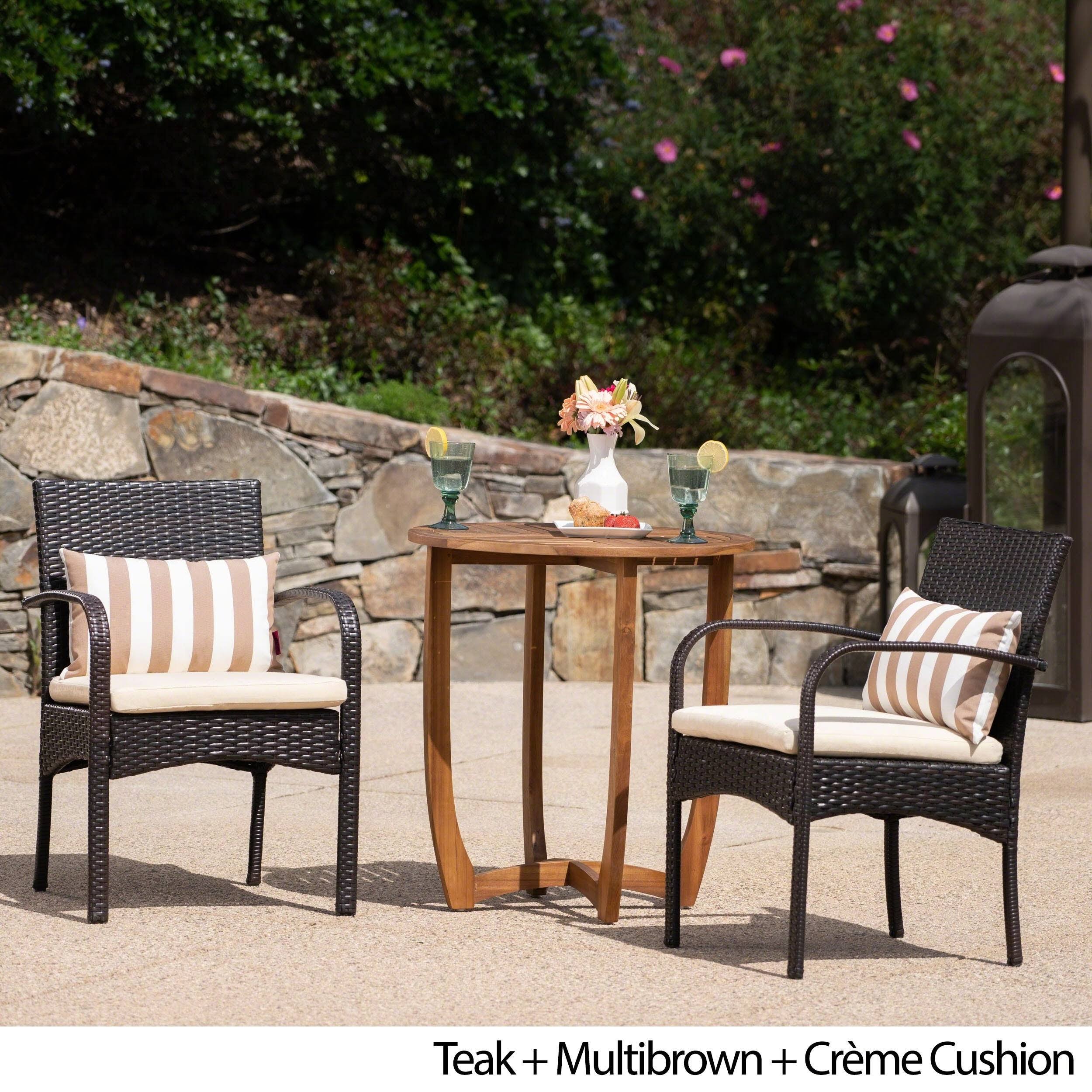 Christopher Knight Home Lindy Outdoor 3 Piece Wicker Bistro Set by