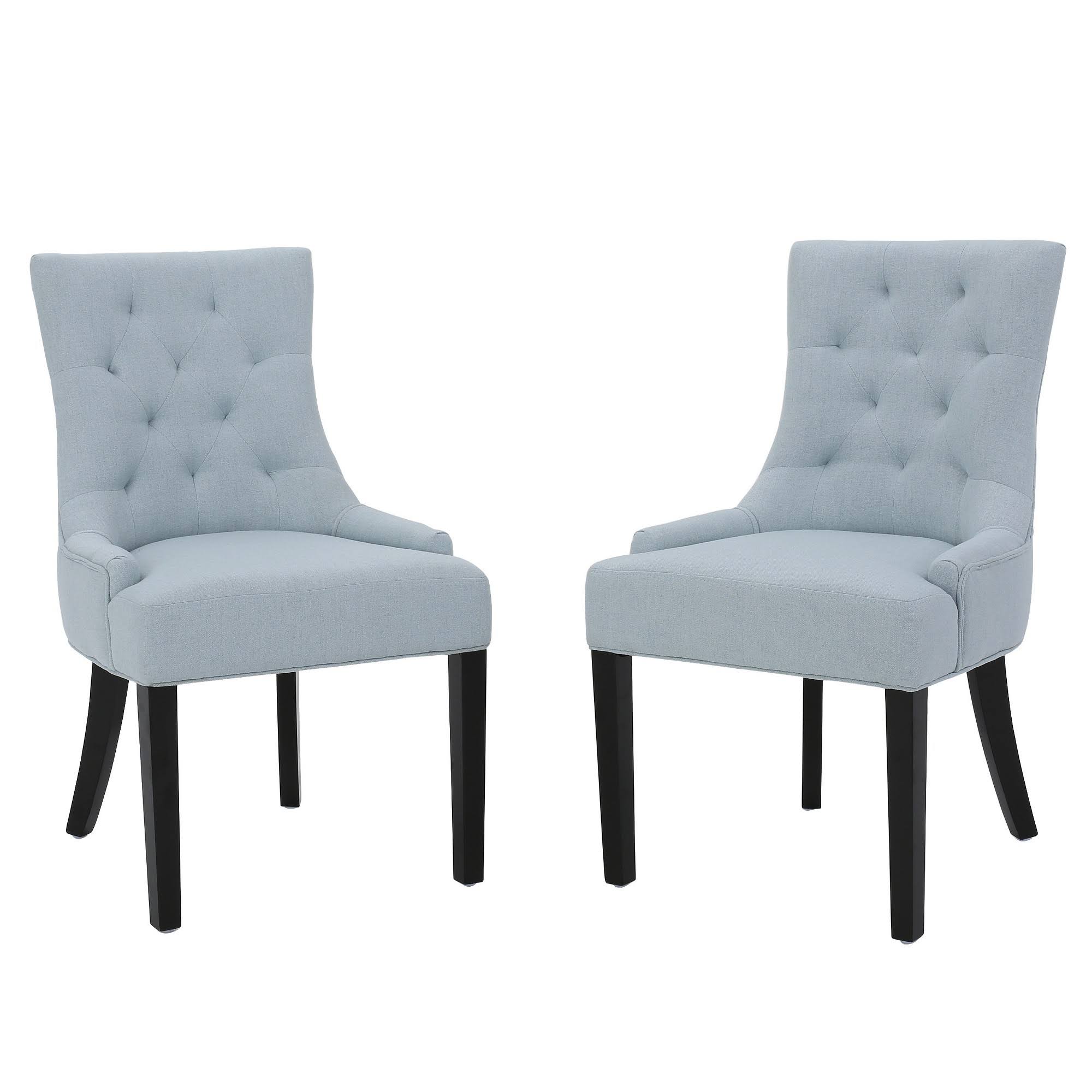 Hayden Tufted Dining Chairs Light Sky Set of 2 Christopher Knight Home