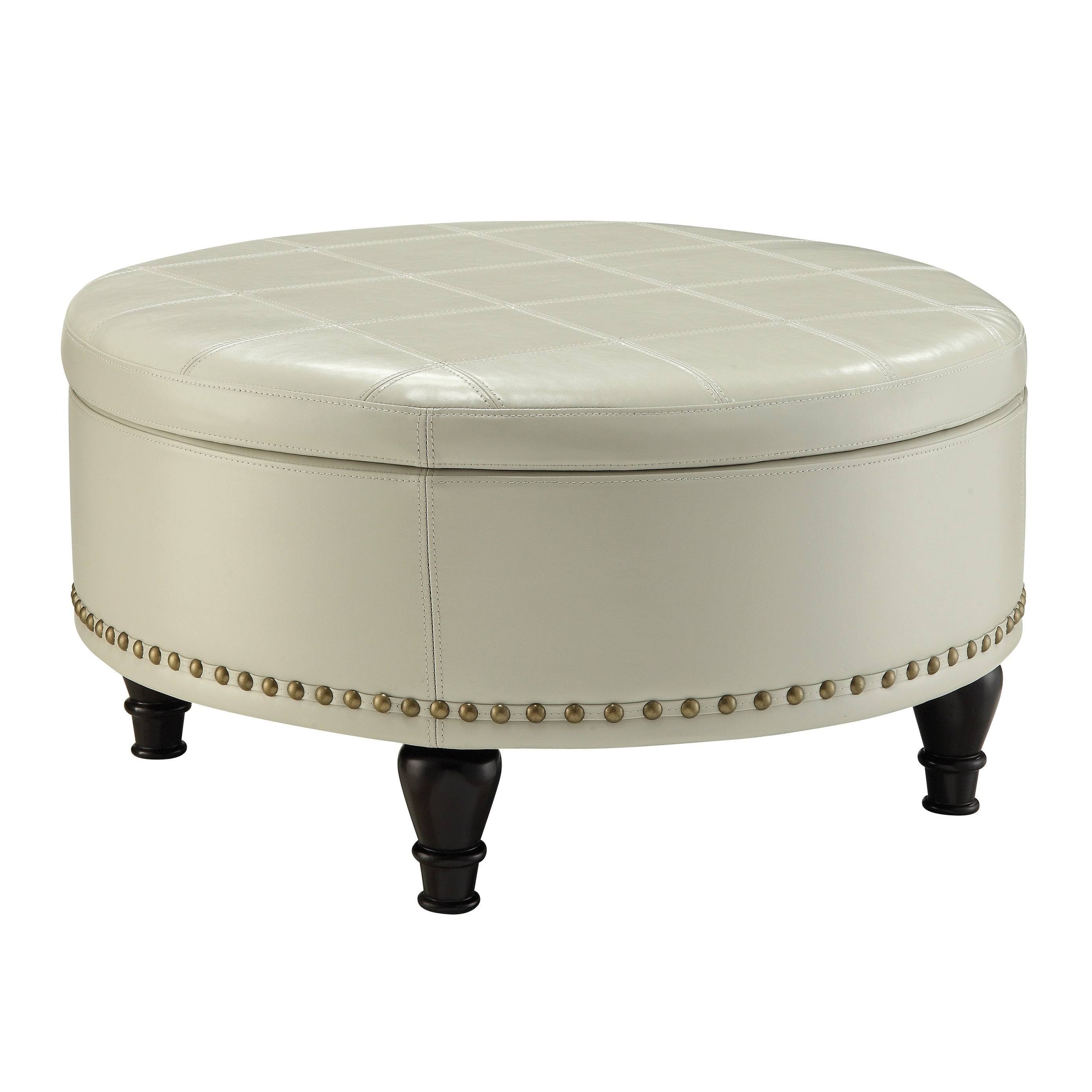 Copper Grove Payara Round Storage Ottoman with Flip Top Surface Cream