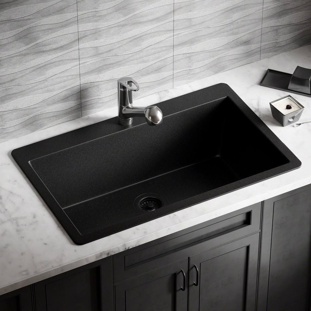 Quartz Granite 33 L x 21 W DropIn Kitchen Sink with Flange Finish