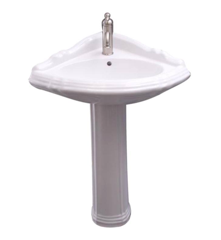 Barclay 3-3021WH Ethan Corner Pedestal Lavatory, 1-Hole, White - WGL-1-s