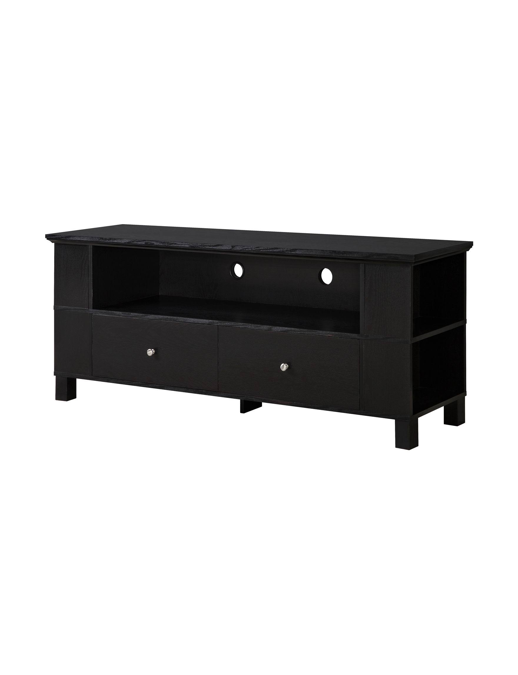 Walker Edison Wood TV Console with MultiPurpose Storage, Black WGL1s