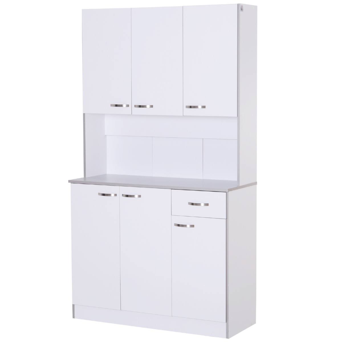 71 Microwave Storage with Doors and Shelves White petsdu