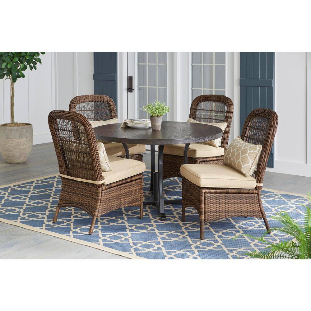 Beacon Park 5Piece Brown Wicker Outdoor Dining Set with Toffee