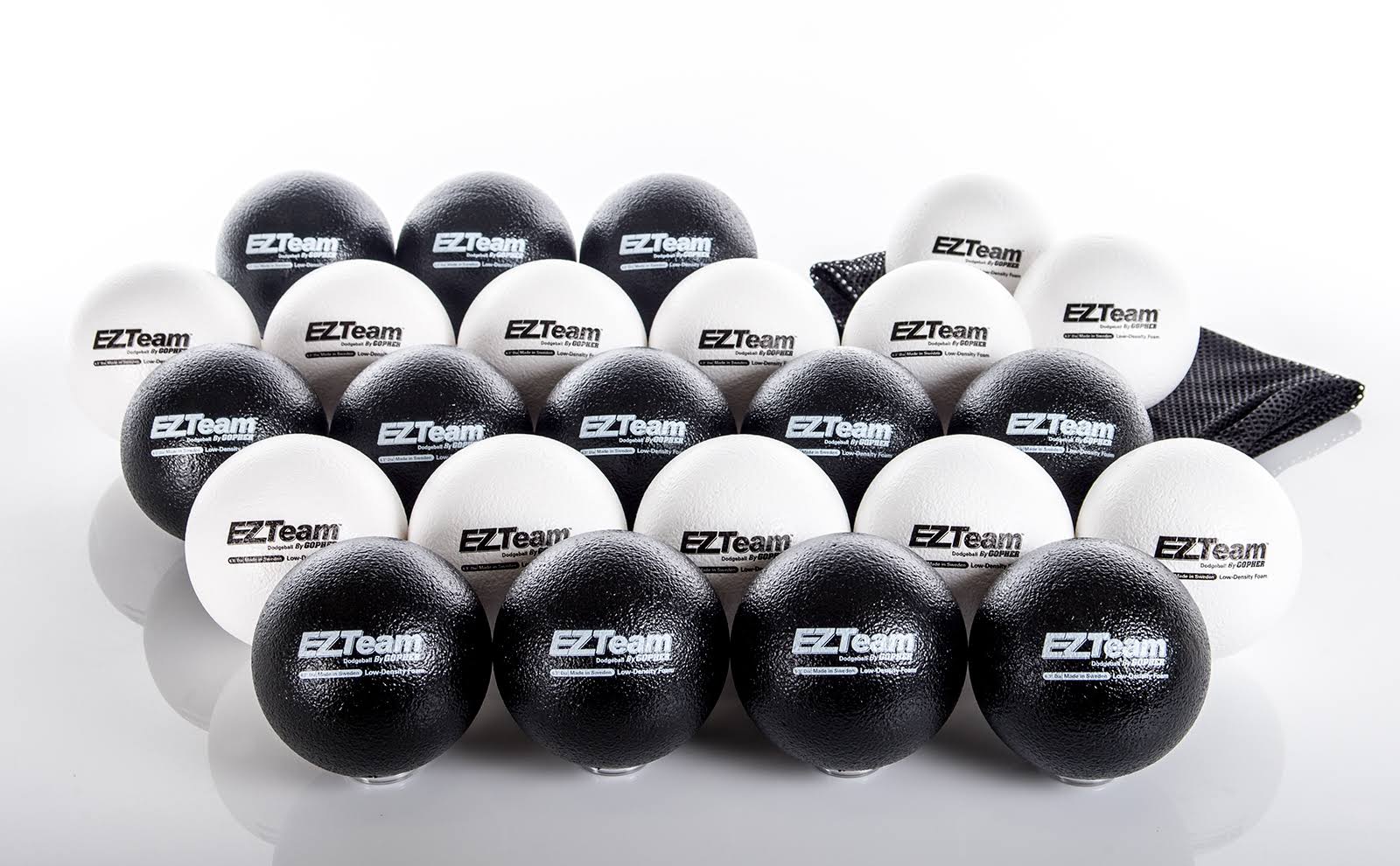 EZTeam Black & White Dodgeballs 6.3 Diameter ClassicCoat ClassPlus