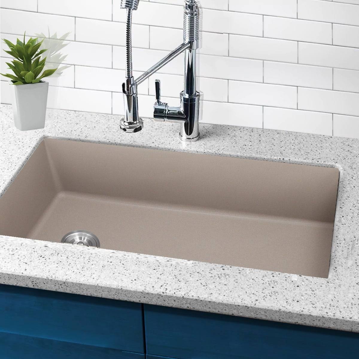 Highpoint Collection 32Inch Granite Composite Sink with Side Drain