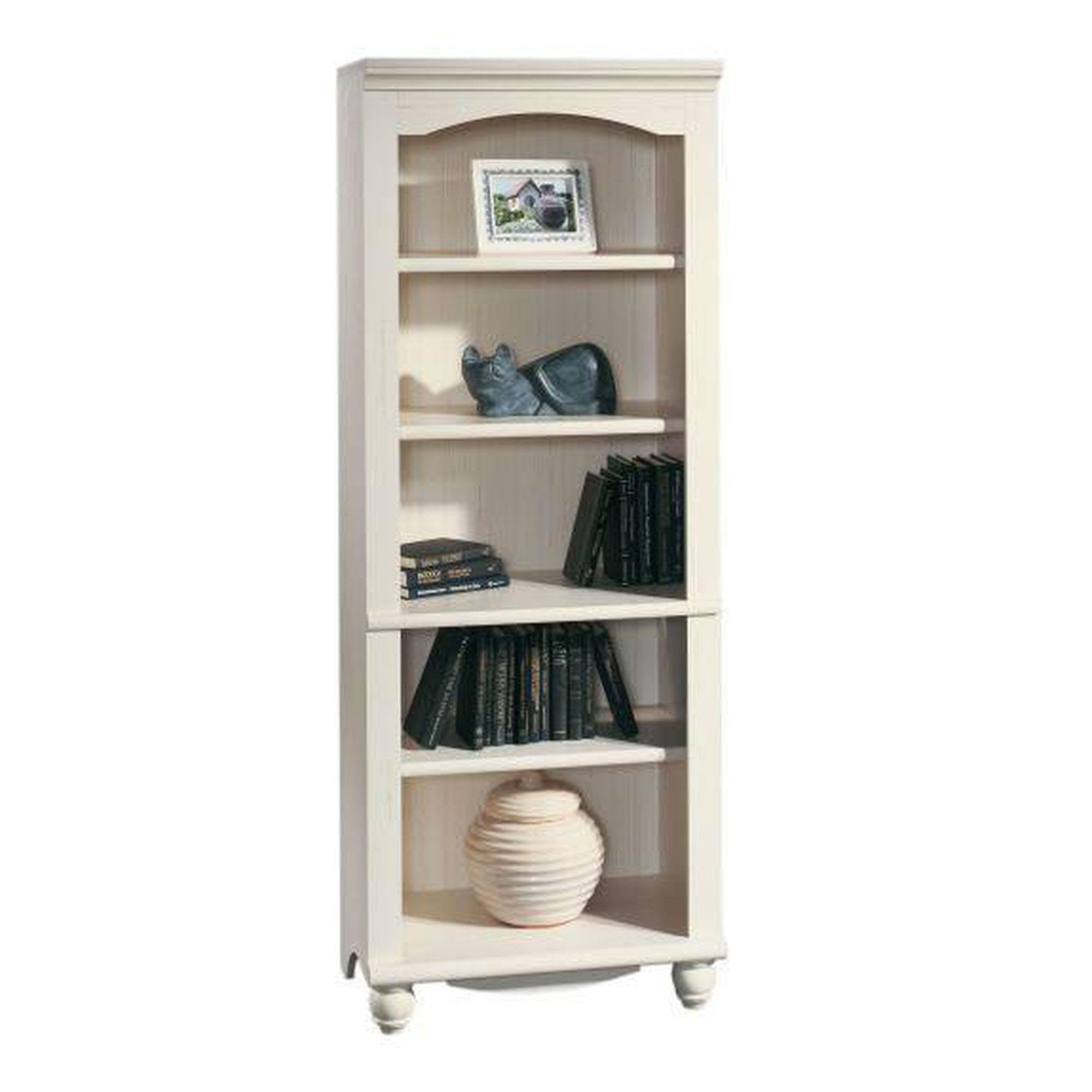 Sauder Harbor View Antiqued White Library Bookcase WGL1s