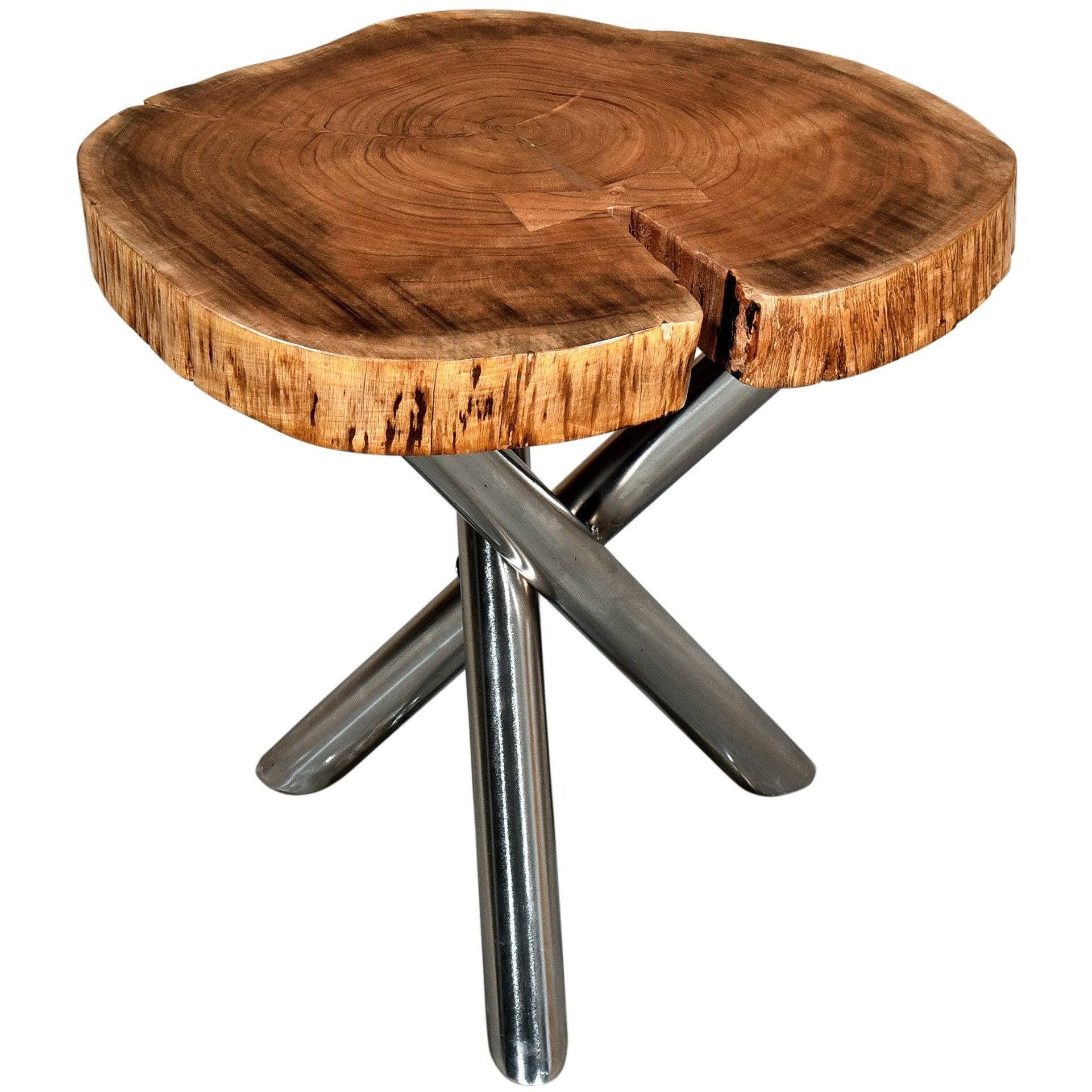 SHLOK Accent Table, Natural/Chrome Leg WGL1s