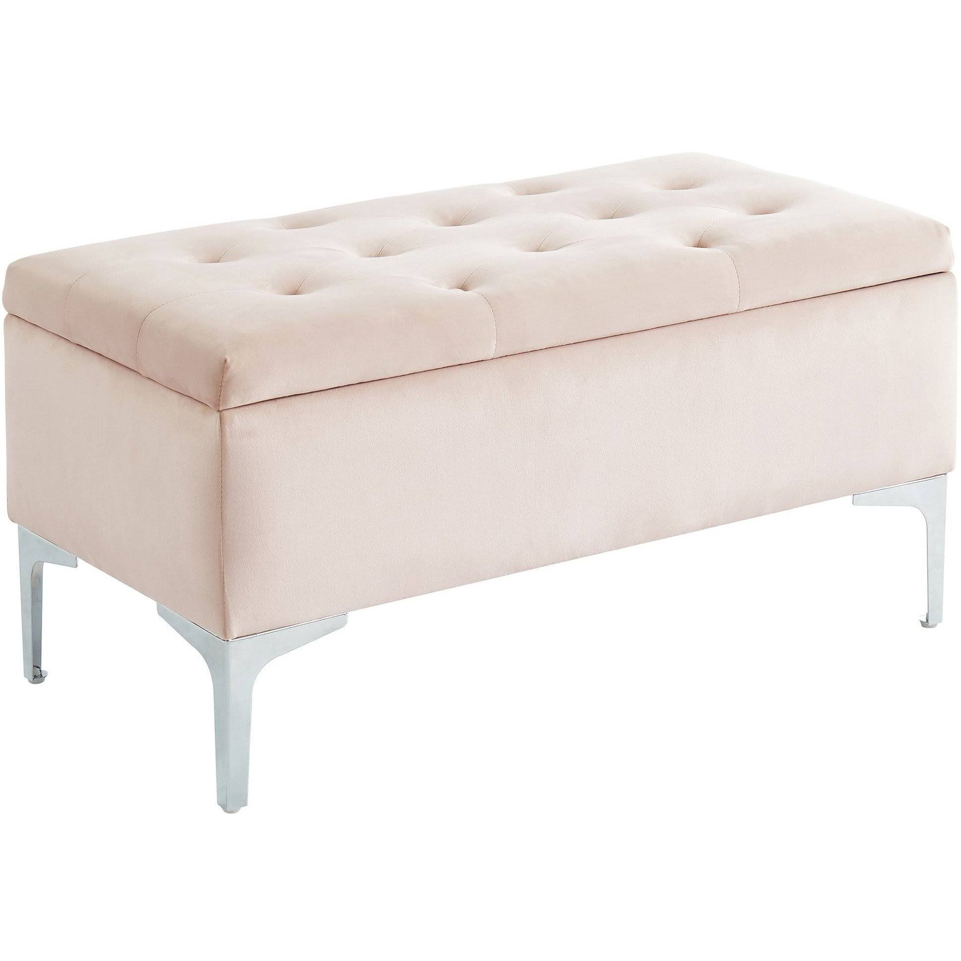 Clare Rectangular Storage Ottoman Blush Pink/Silver WGL1s