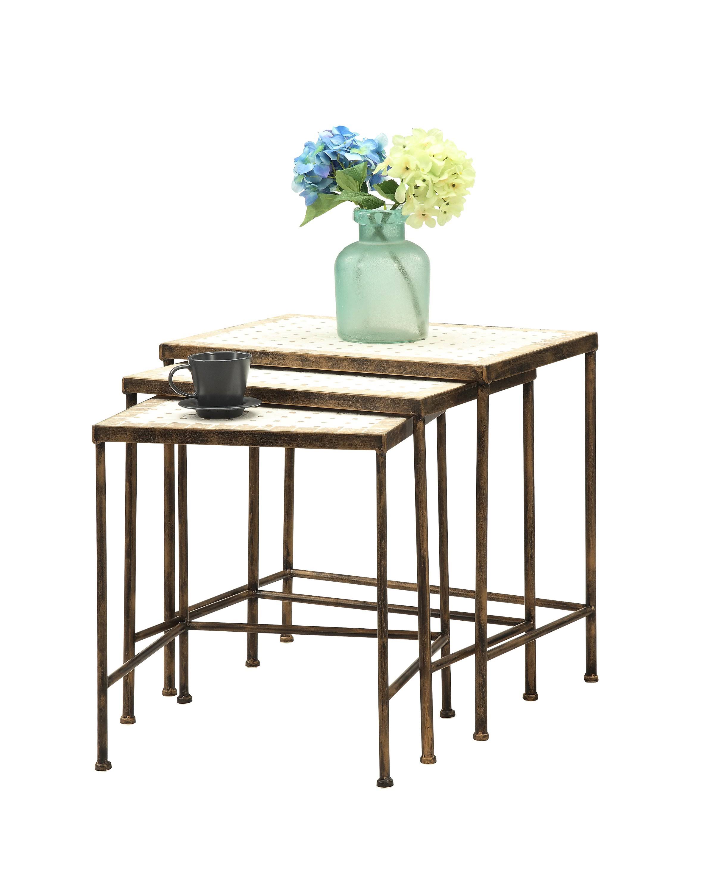 4D Concepts 3Pc Travertine Nesting Table Set ShopLadder WGL1s