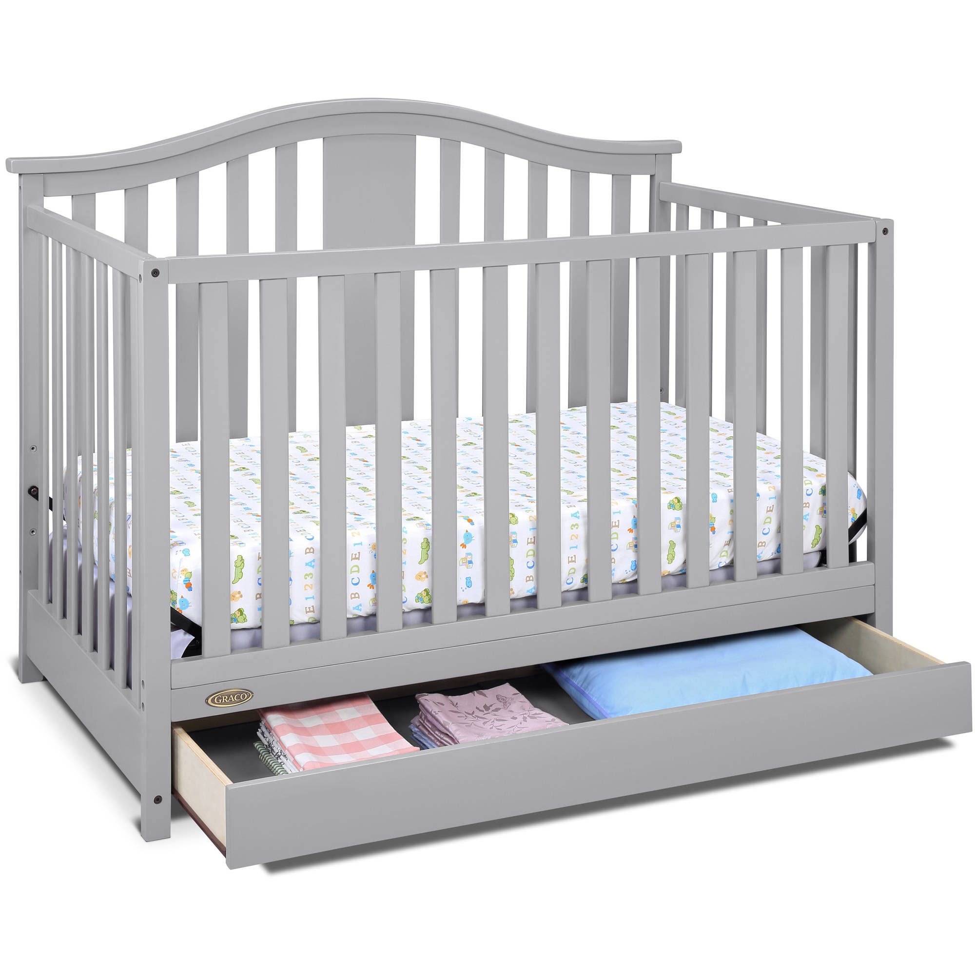 Graco Solano 4 in 1 Convertible Crib with Drawer Pebble Gray WGL1s