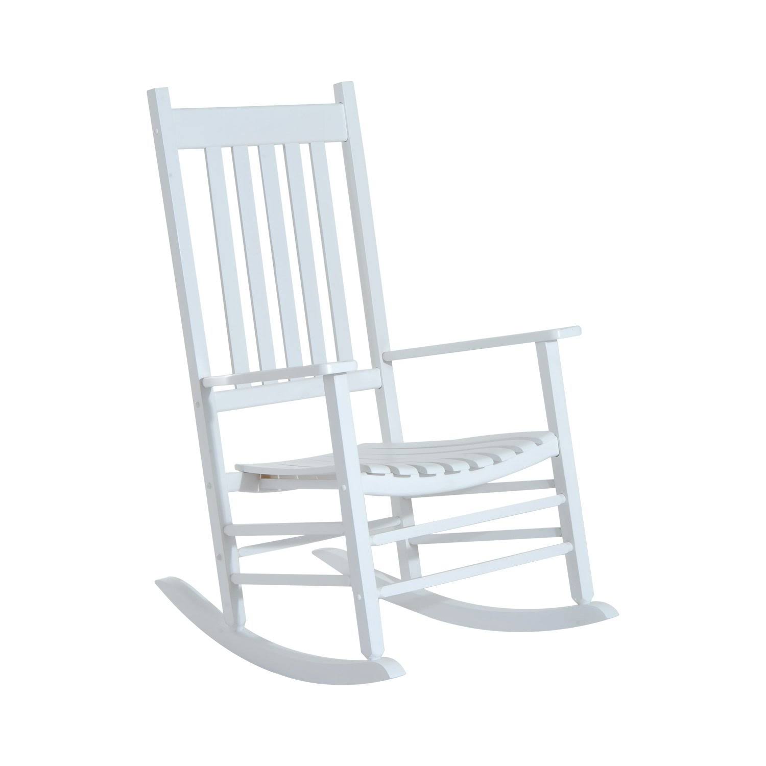 Outsunny Versatile Indoor/Outdoor High Back Wooden Rocking Chair White