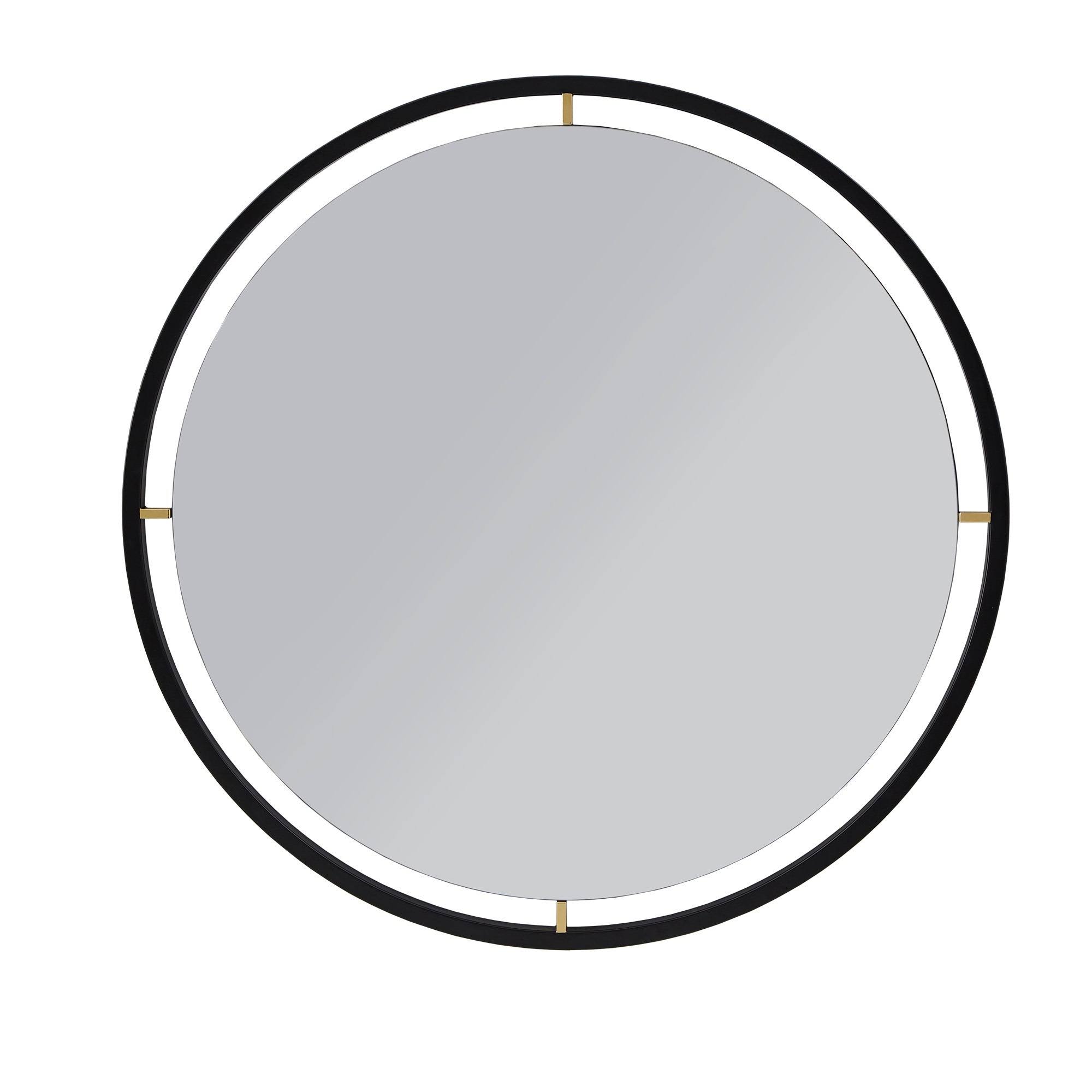 Carbon Loft Floating Round Wall Mirror Matte Black WGL1s