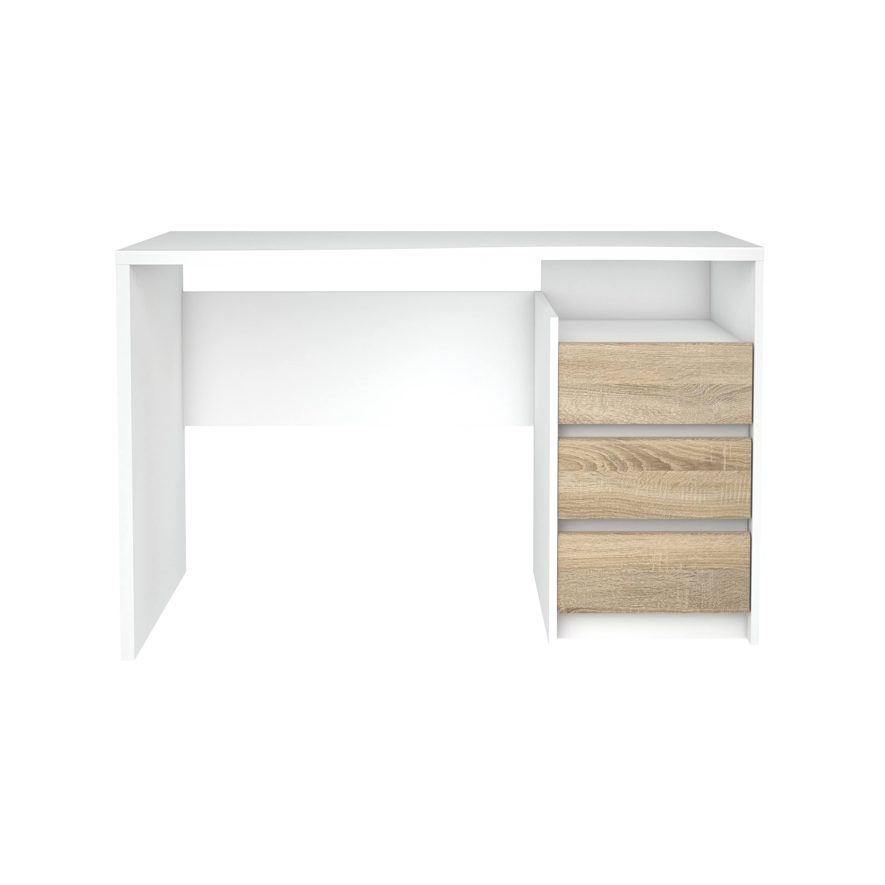 Tvilum Walker 3drawer Desk, White/Oak petsdu