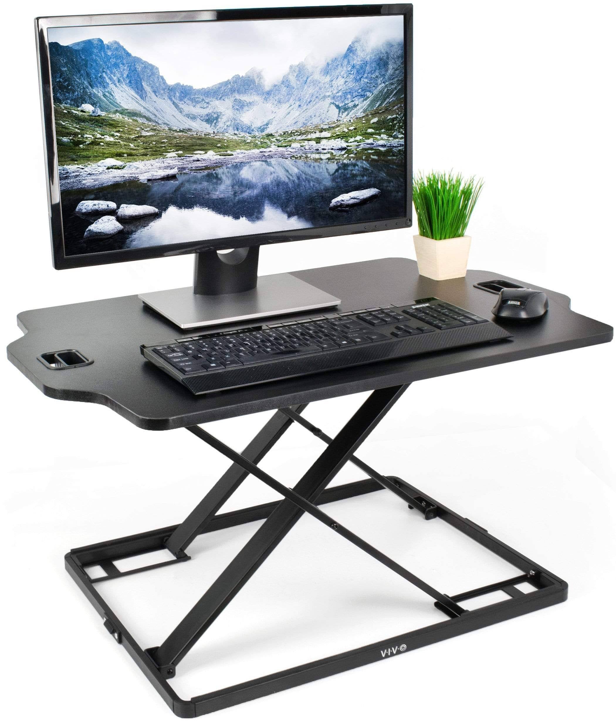 Vivo Black Height Adjustable Standing 32inch Desk Sit Stand Tabletop