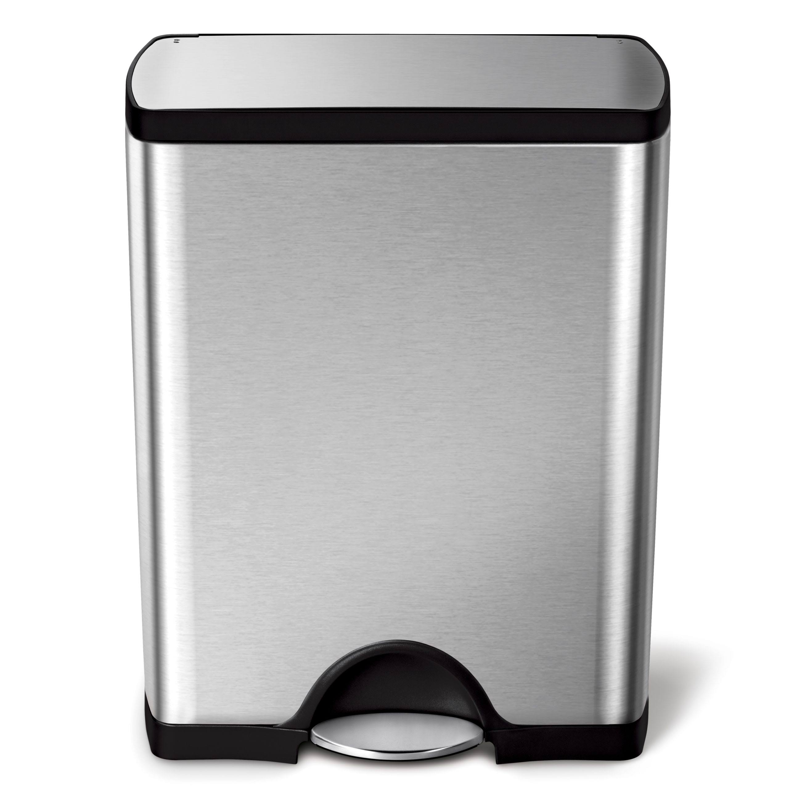 simplehuman 50L Rectangular Step Trash Can Brushed Stainless Steel ...