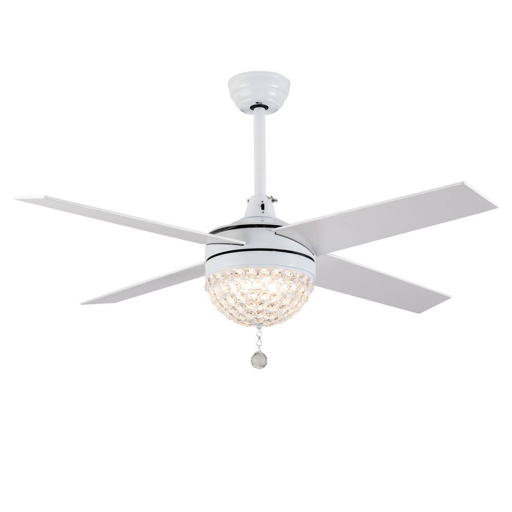 Bella Depot 42 in. Integrated LED White Crystal Ceiling Fan with Light