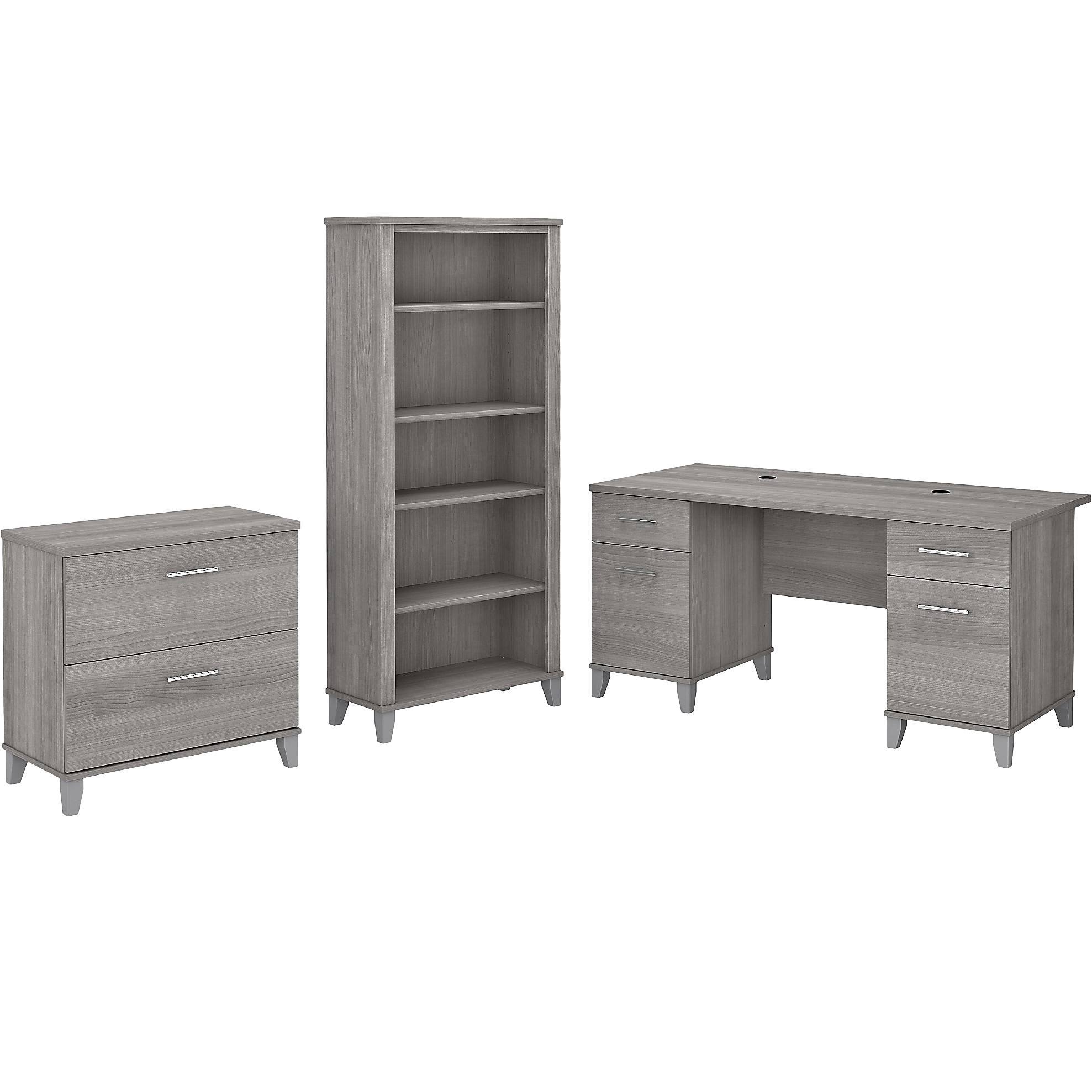 Bush Furniture Somerset 60W Office Desk with Lateral File and 5