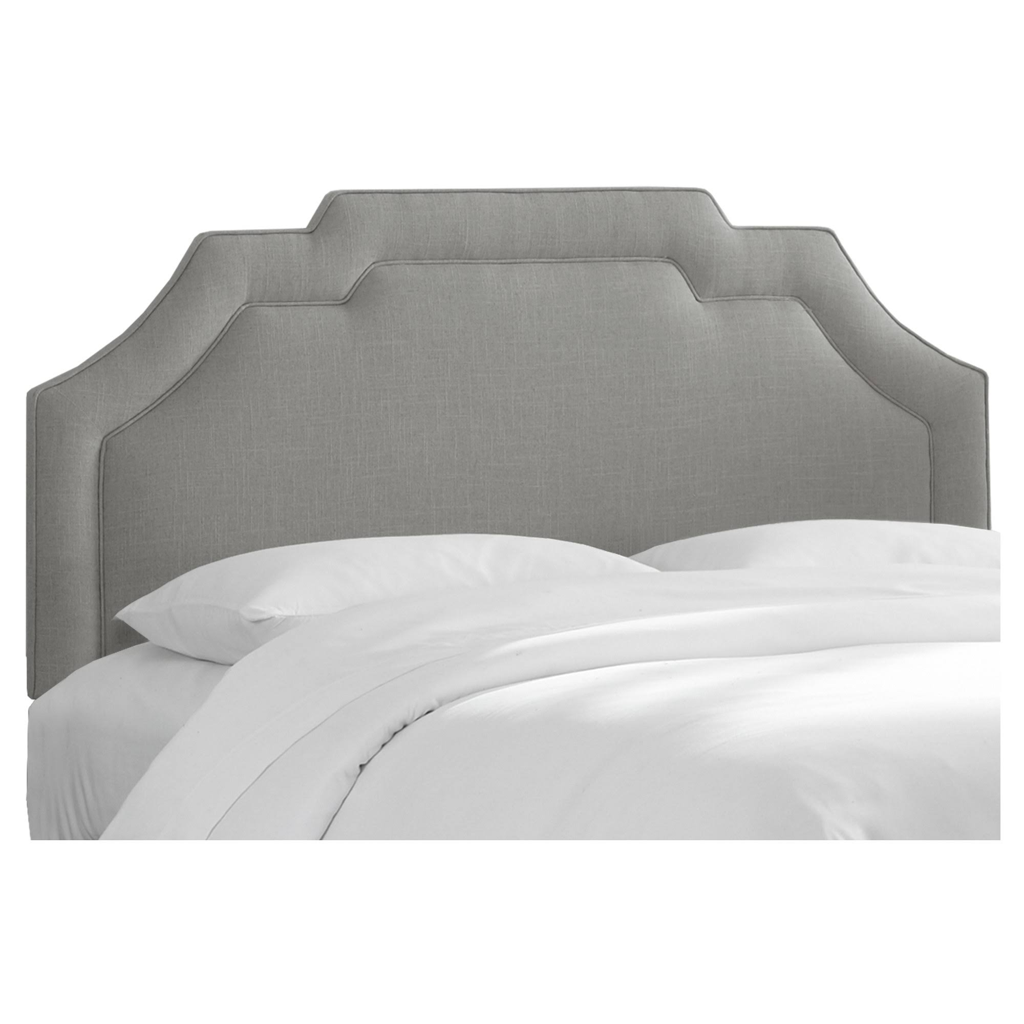 Axel Notched Border Headboard Queen Linen Gray Skyline Furniture WGL1s