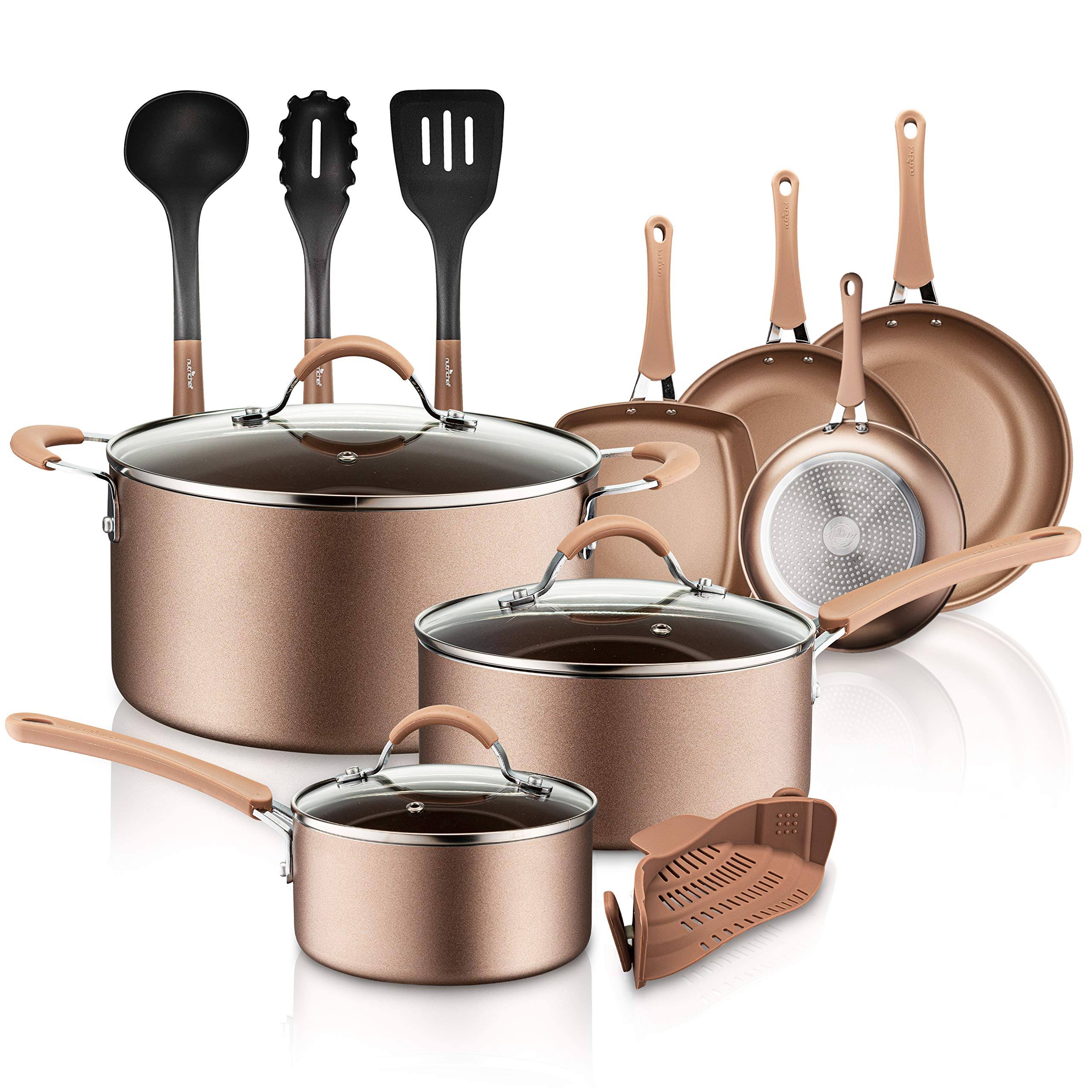Nutrichef Nonstick Cooking Kitchen Cookware Pots and Pans, 14 Piece Set