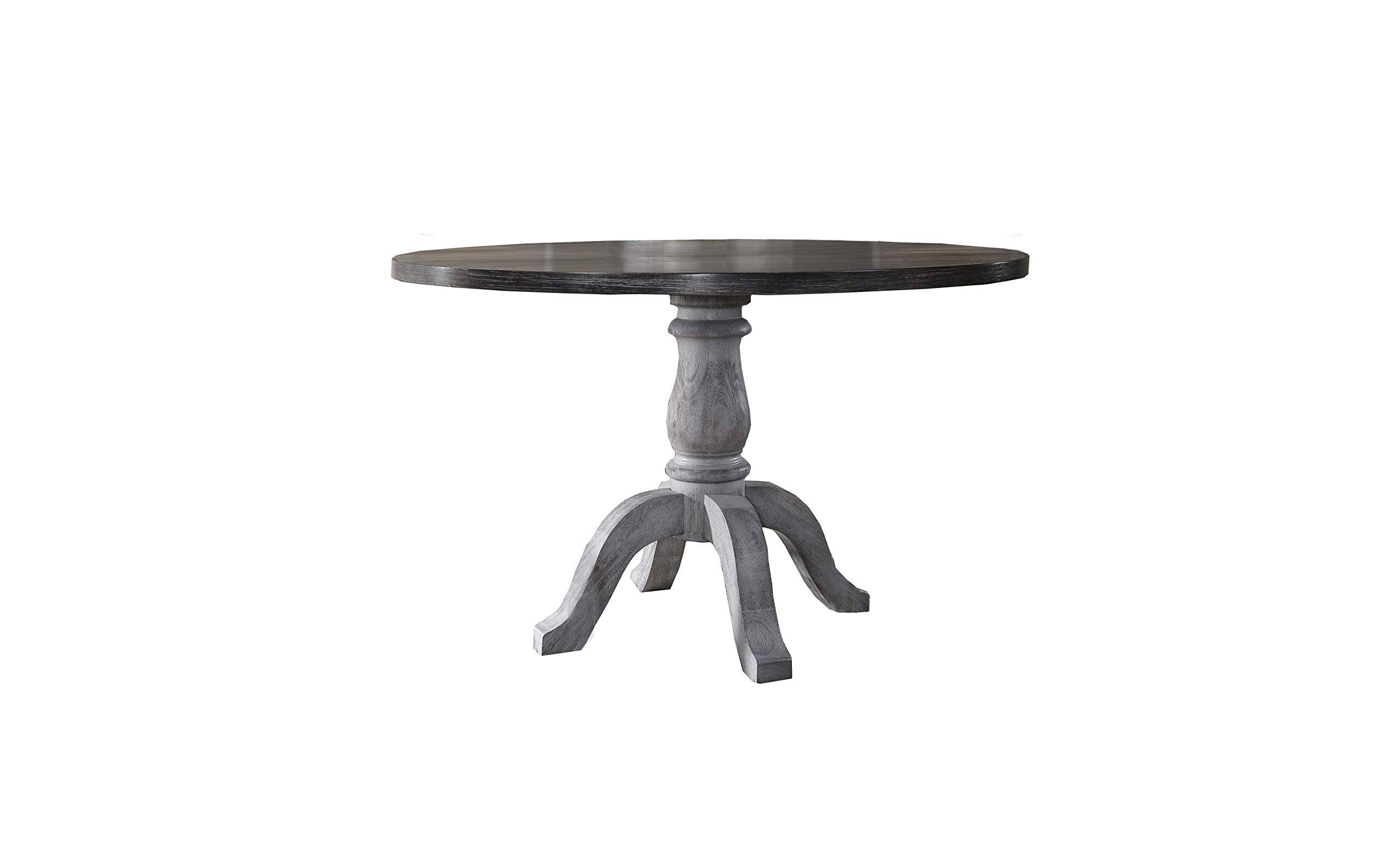 Best Master Furniture Karen Rustic White Farmhouse Style Round Dining