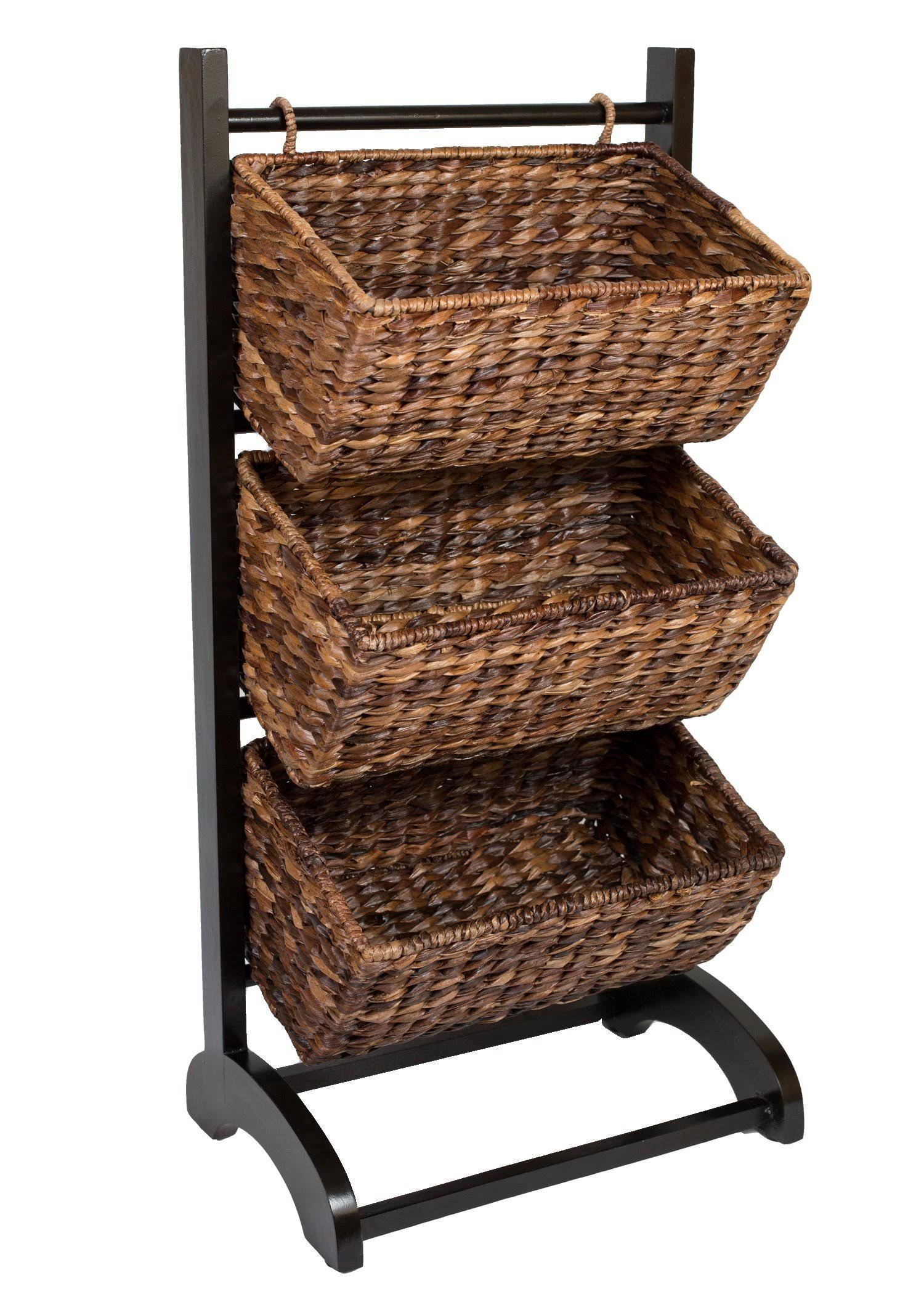 Birdrock Home Abaca 3-Tier Storage Cubby, Brown - WGL-1-s