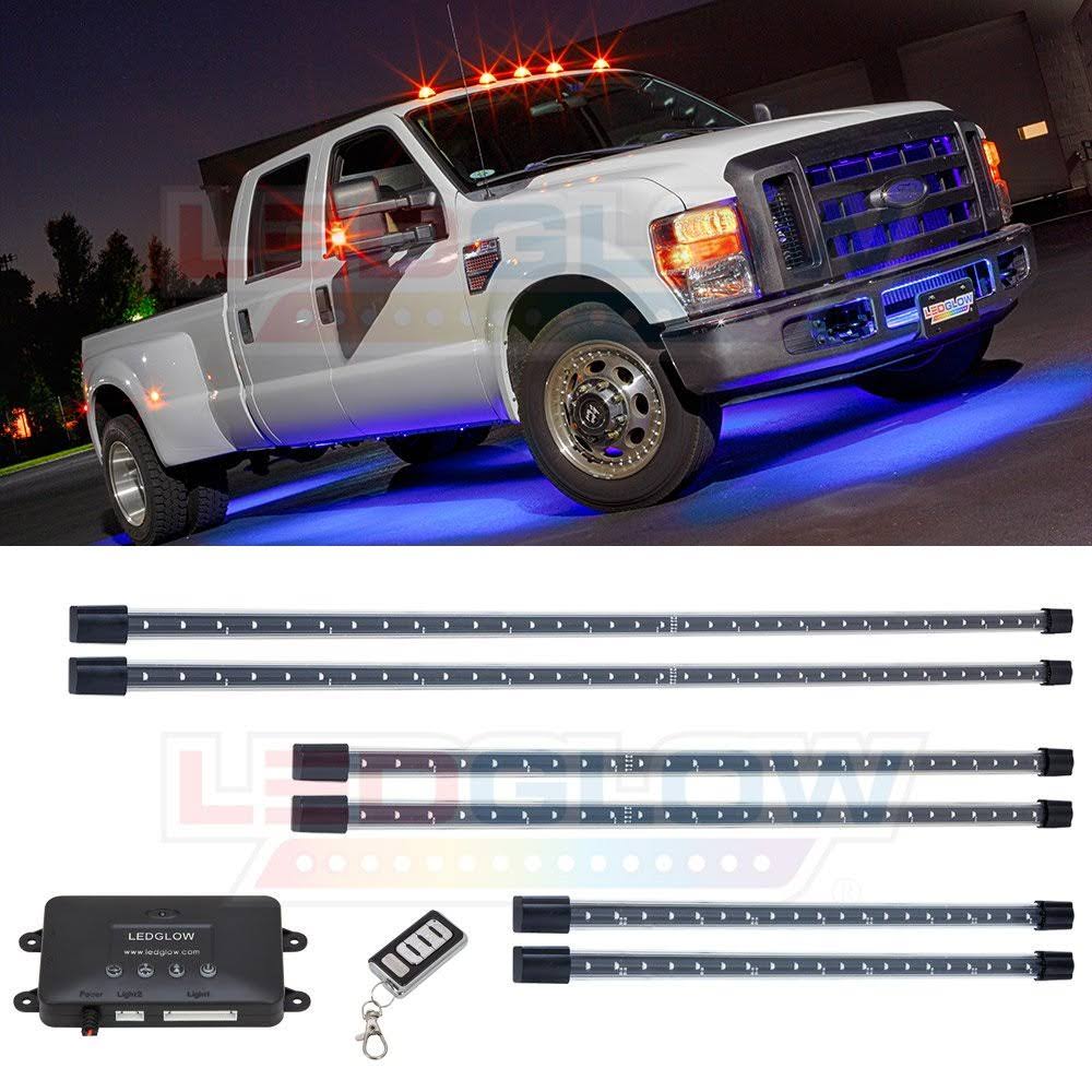 LEDGlow 6pc Blue Wireless SMD LED Truck Underbody Underglow Light Kit ...