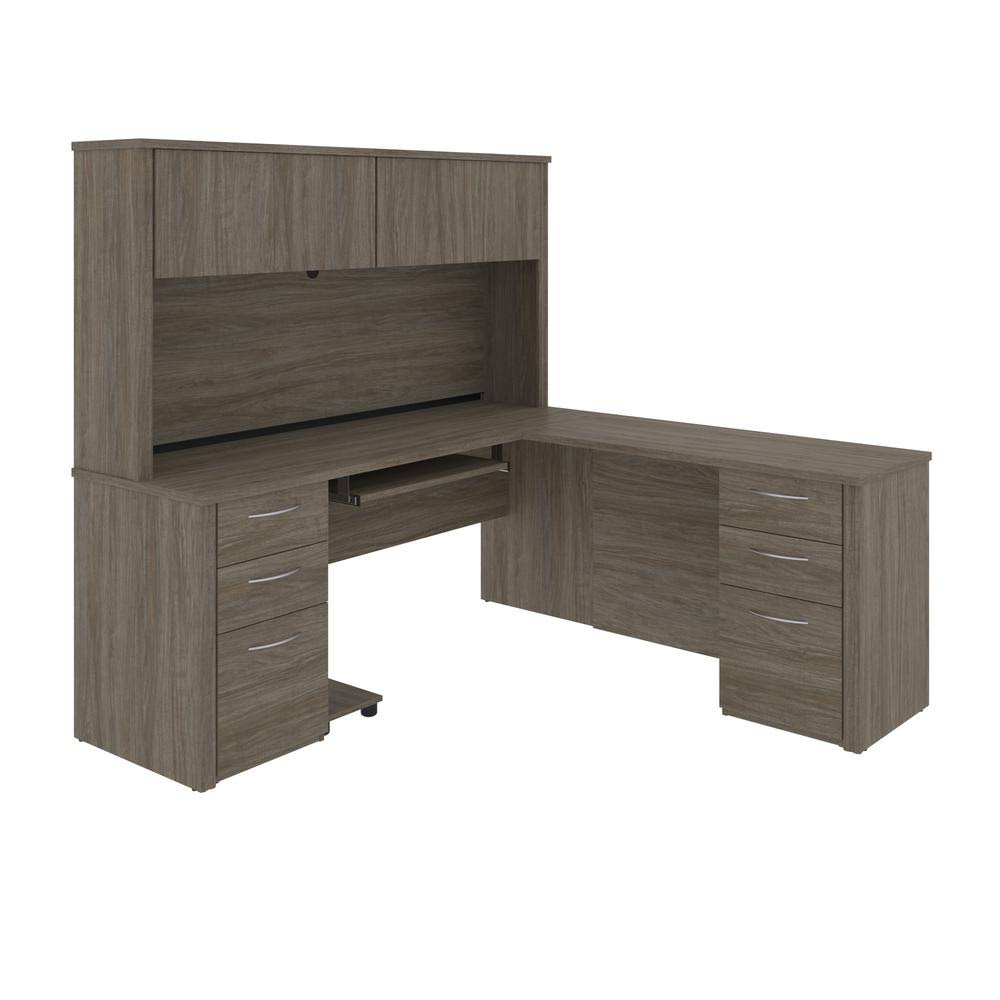 Bestar Embassy 72inch LShaped Desk with Hutch and 2 Pedestals in