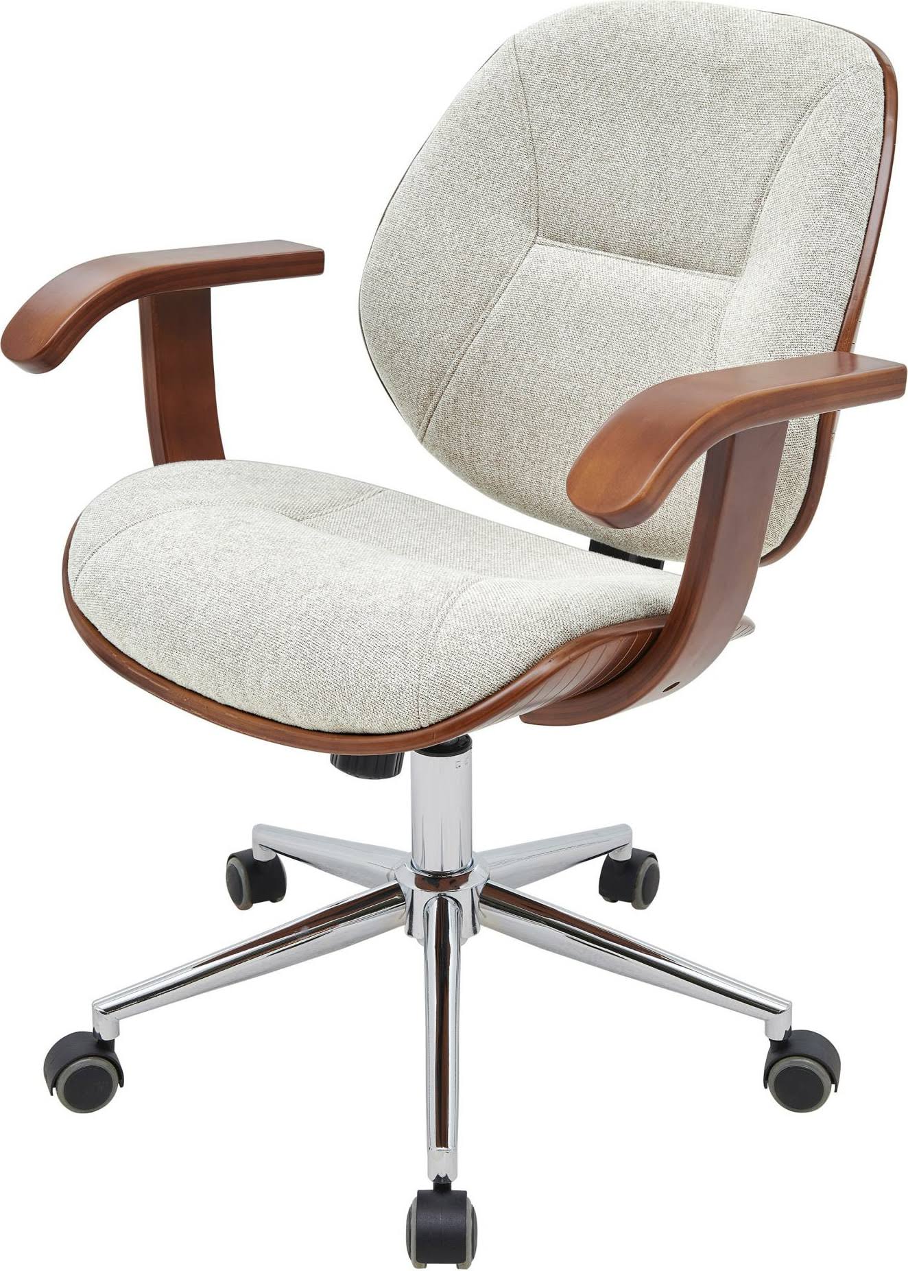 Samuel Fabric Bamboo Office Chair w/ Armrest, Havana Linen/Walnut WGL1s