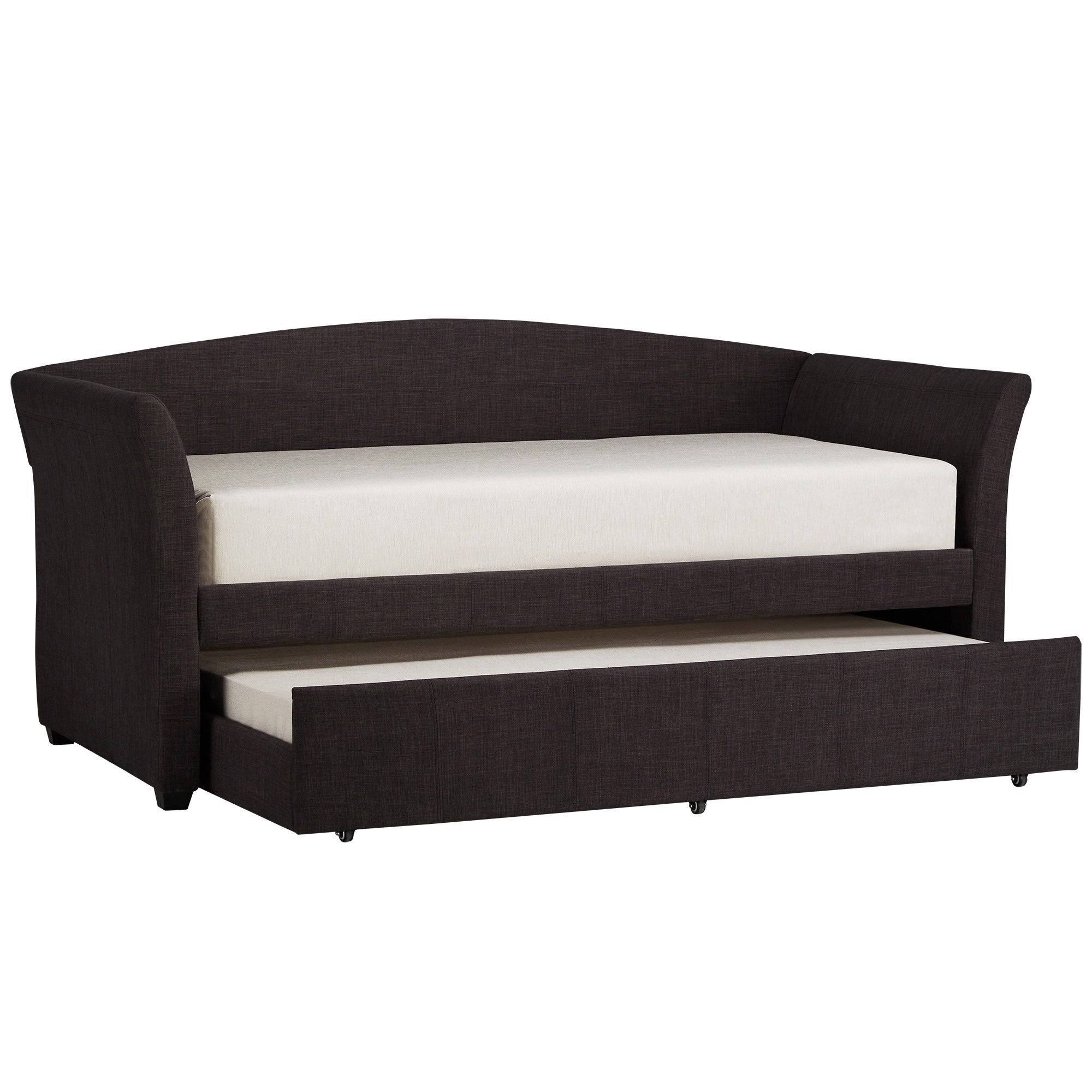 Deco Linen Rolled Arm Daybed And Trundle By Inspire Q Bold Dark Grey