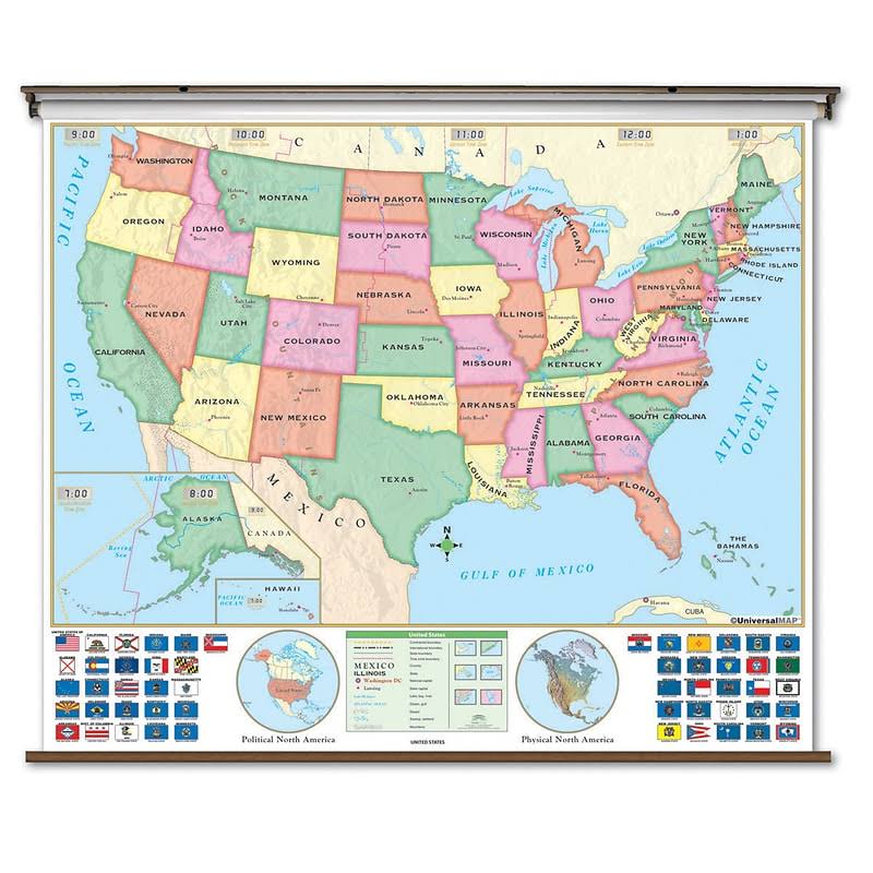 Universal Map Beginner Wall Map - U.S. - WGL-1-s