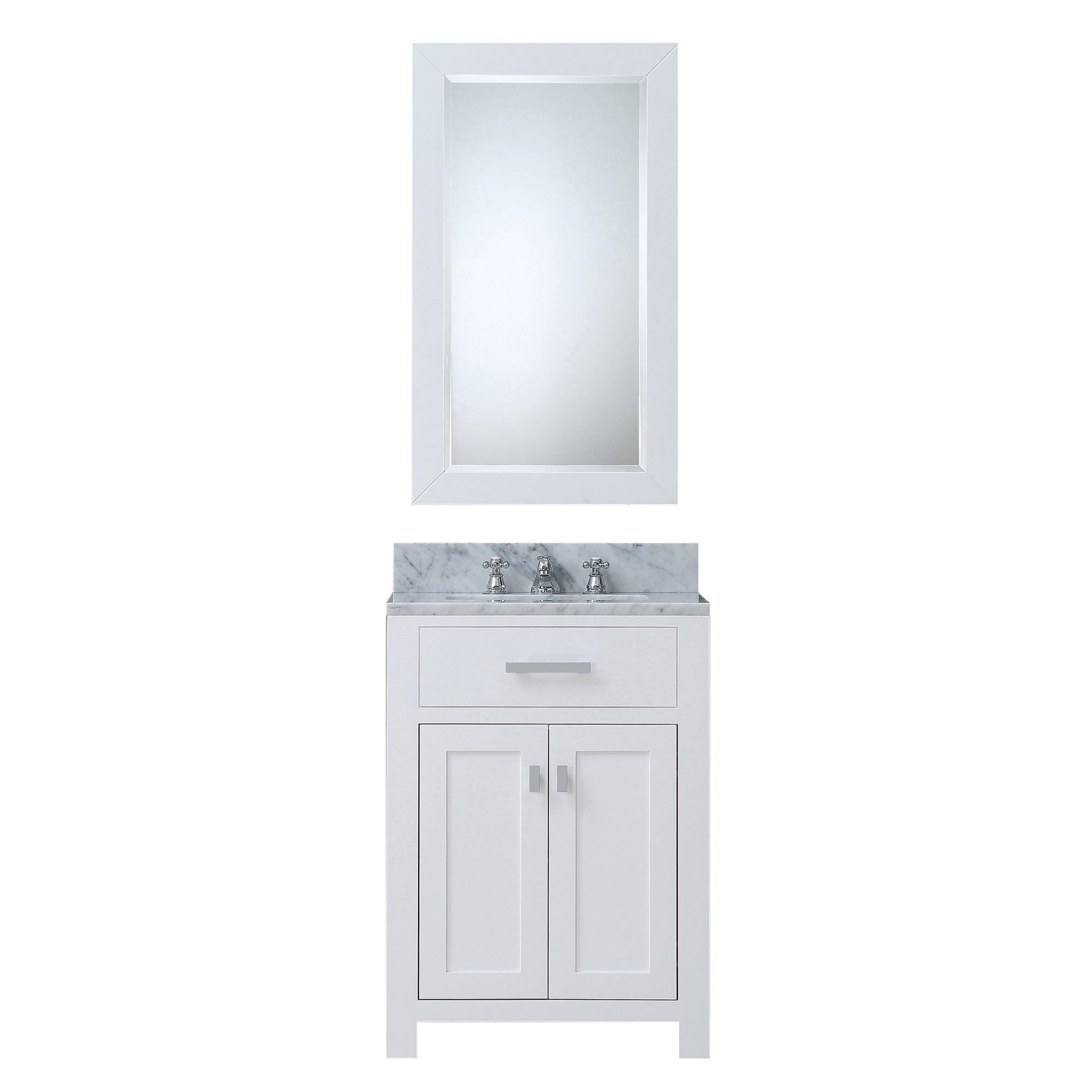 WATERCREATION MADISON24WB Madison 24 inch Pure White Single Sink Bathroom Vanity with Matching