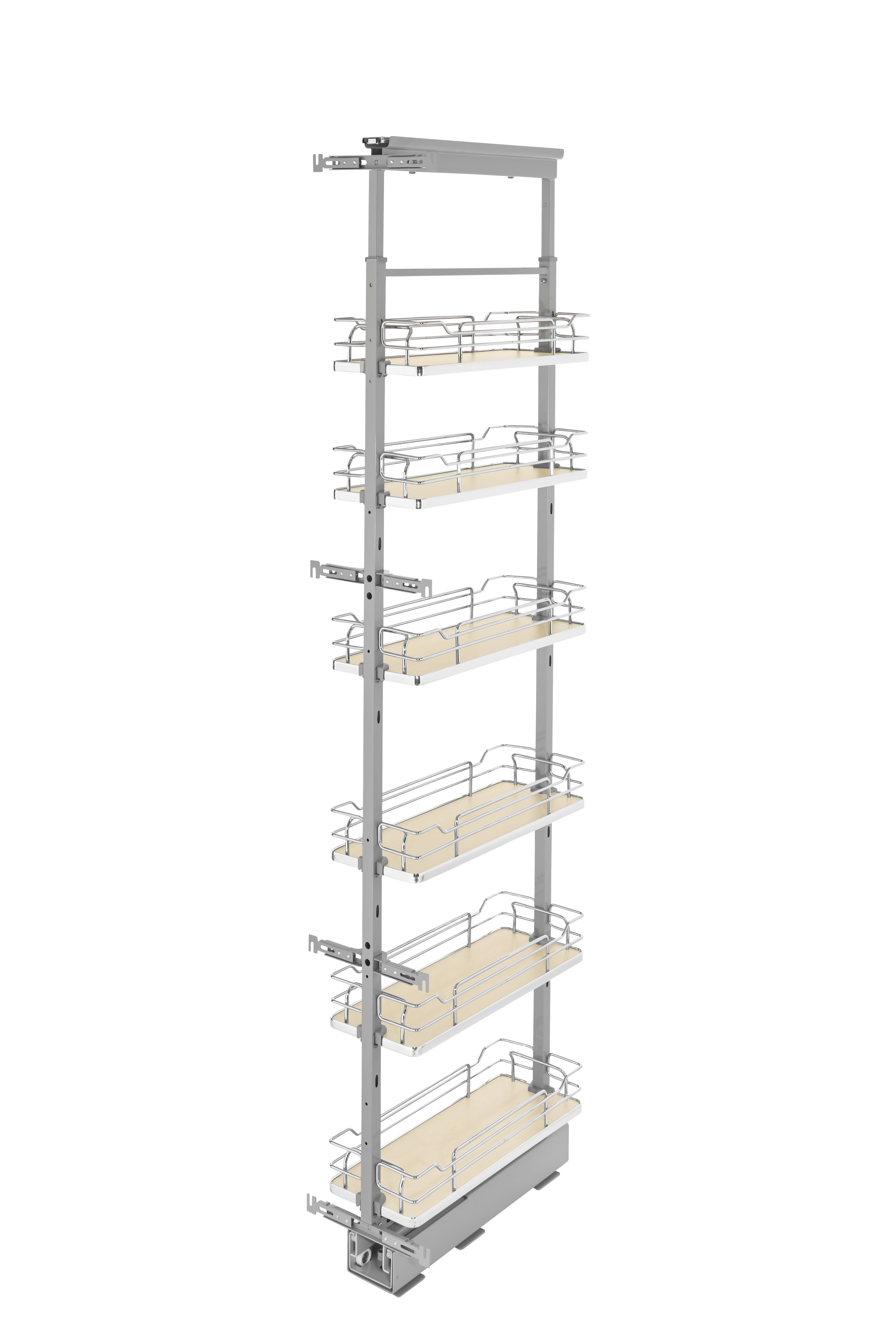 8 in Chrome Solid Bottom Pantry Pullout Soft Close 5373-08-Maple - WGL-1-s