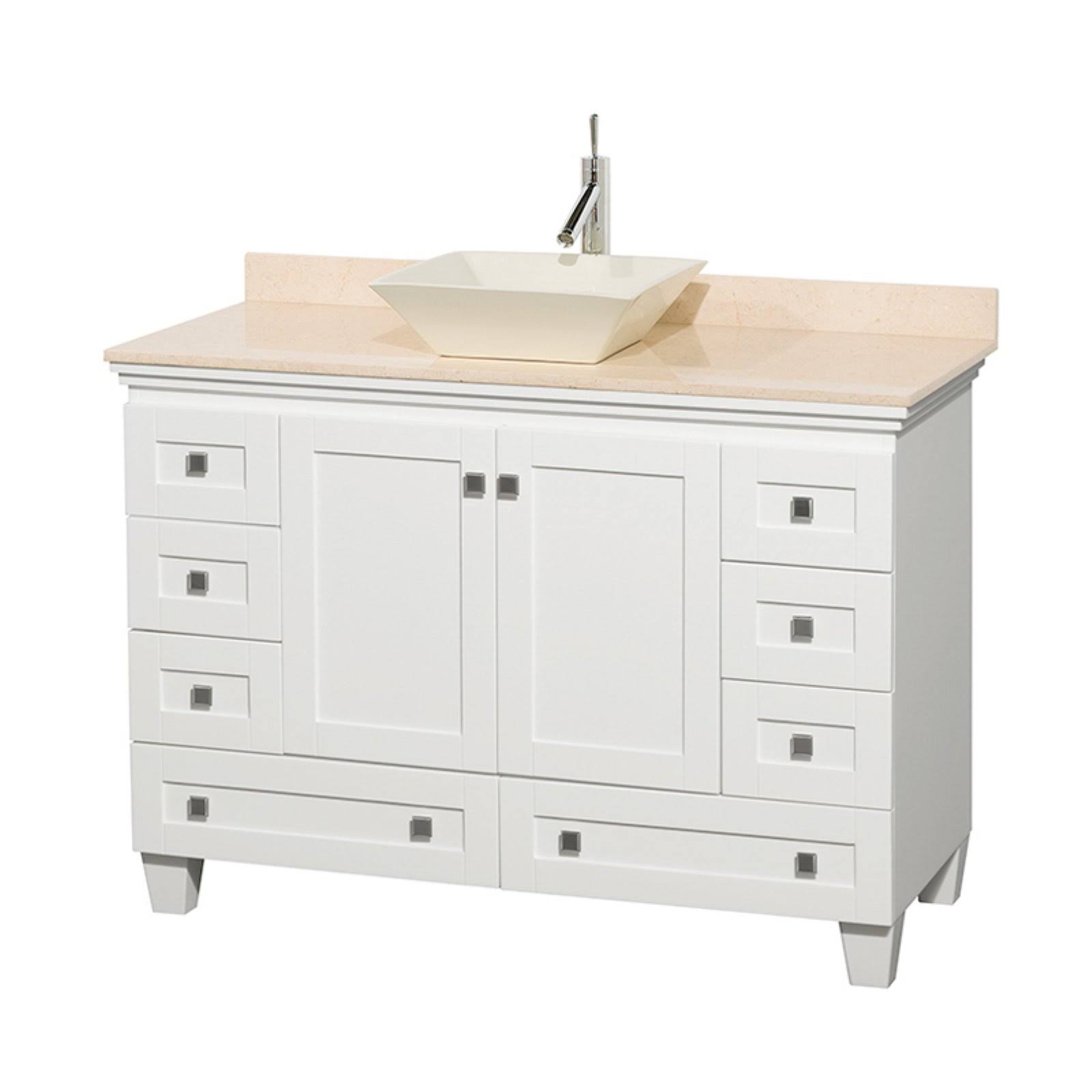 Collection Acclaim 48 in. Single Bathroom Vanity in White, Ivory Marble