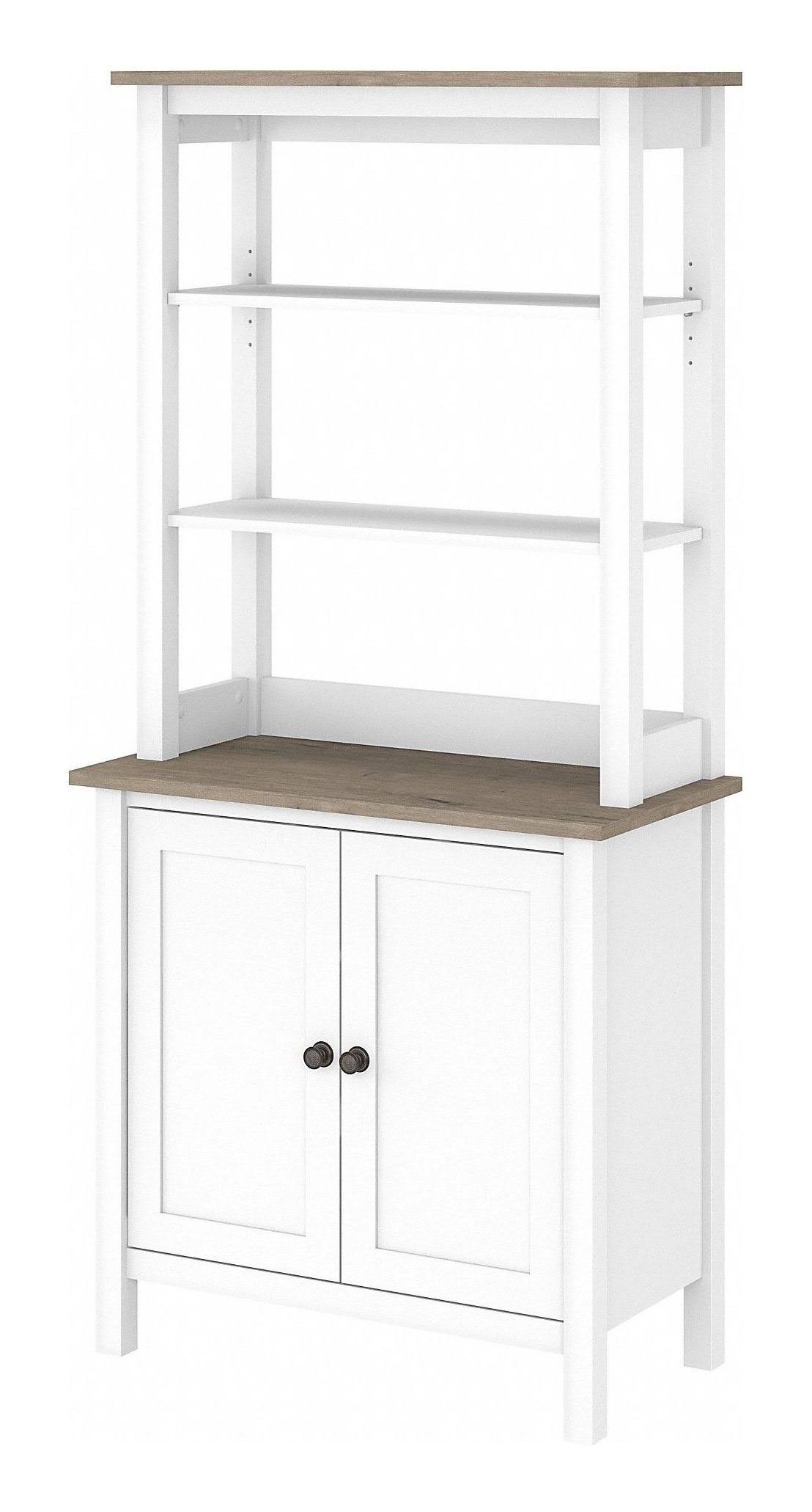 Bush Furniture Mayfield 5 Shelf Bookcase with Doors in Pure White and ...