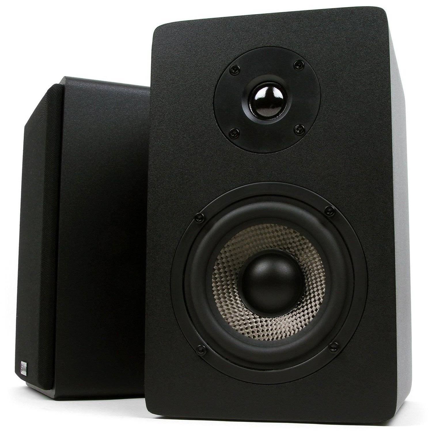 Micca Pb42x Powered Bookshelf Speakers with 4Inch Carbon Fiber Woofer