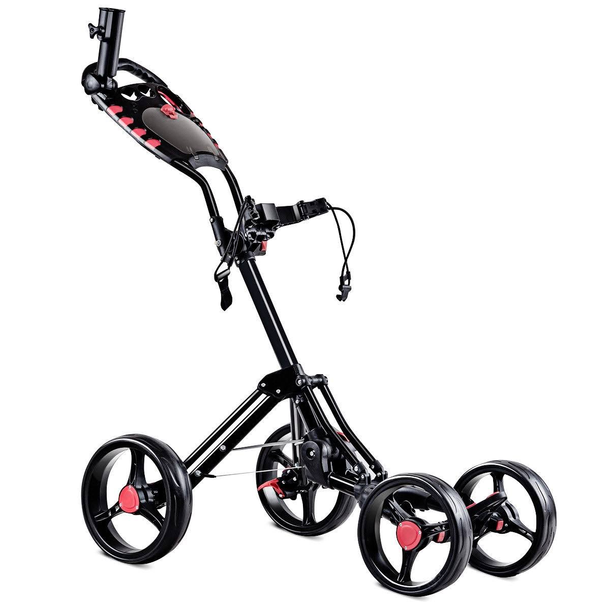 Costway Folding 4 Wheel Golf Pull Push Cart Trolley Club Umbrella