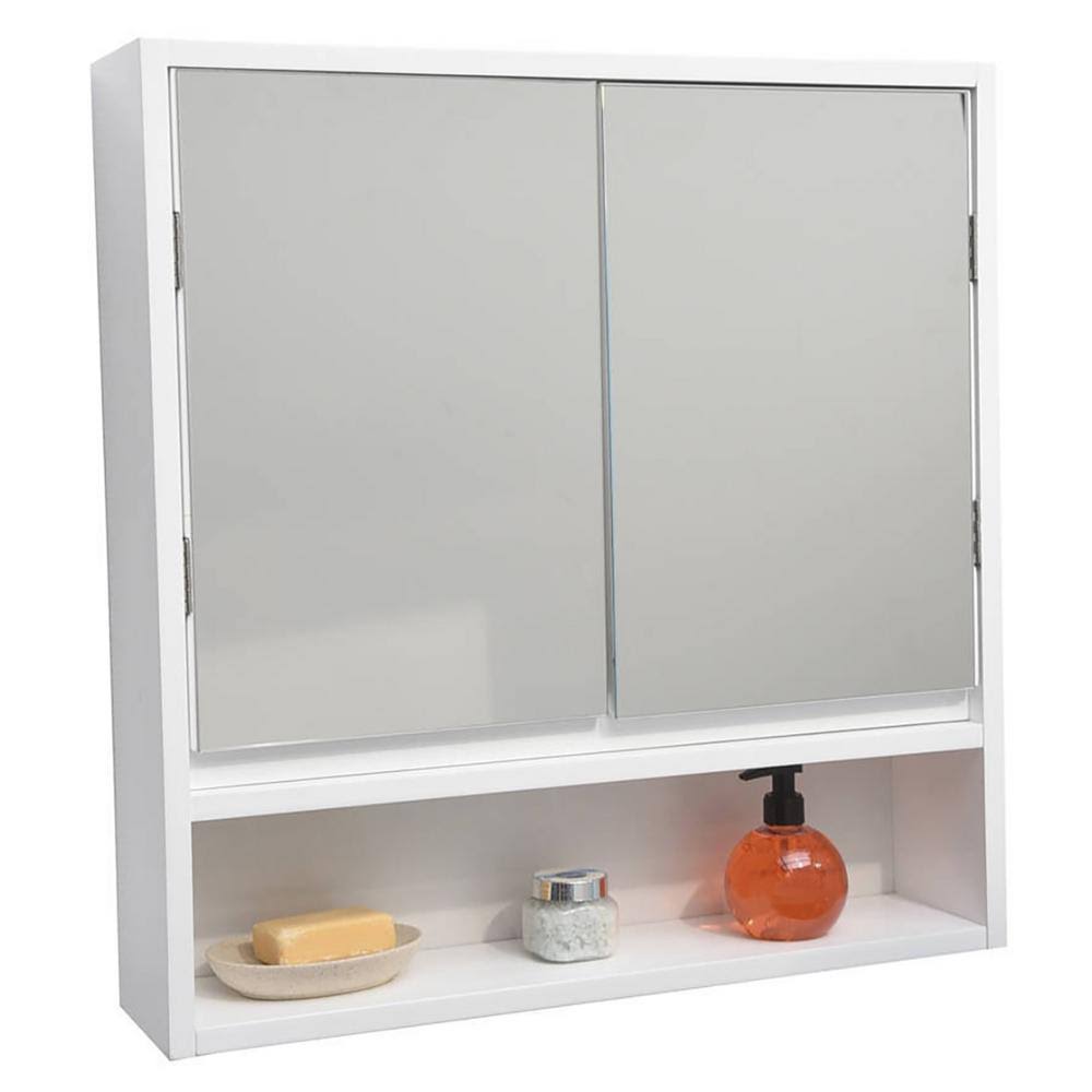 Evideco Wall Mounted Mirrored Medicine Montreal White 2 Doors