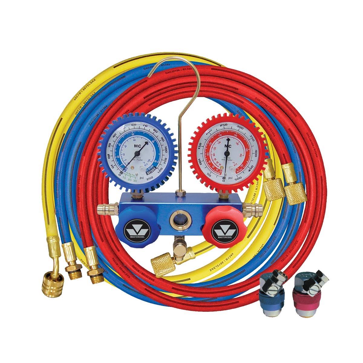 Mastercool 87772G 2Way Manifold Gauge Set with 90 Degree Snap and Seal
