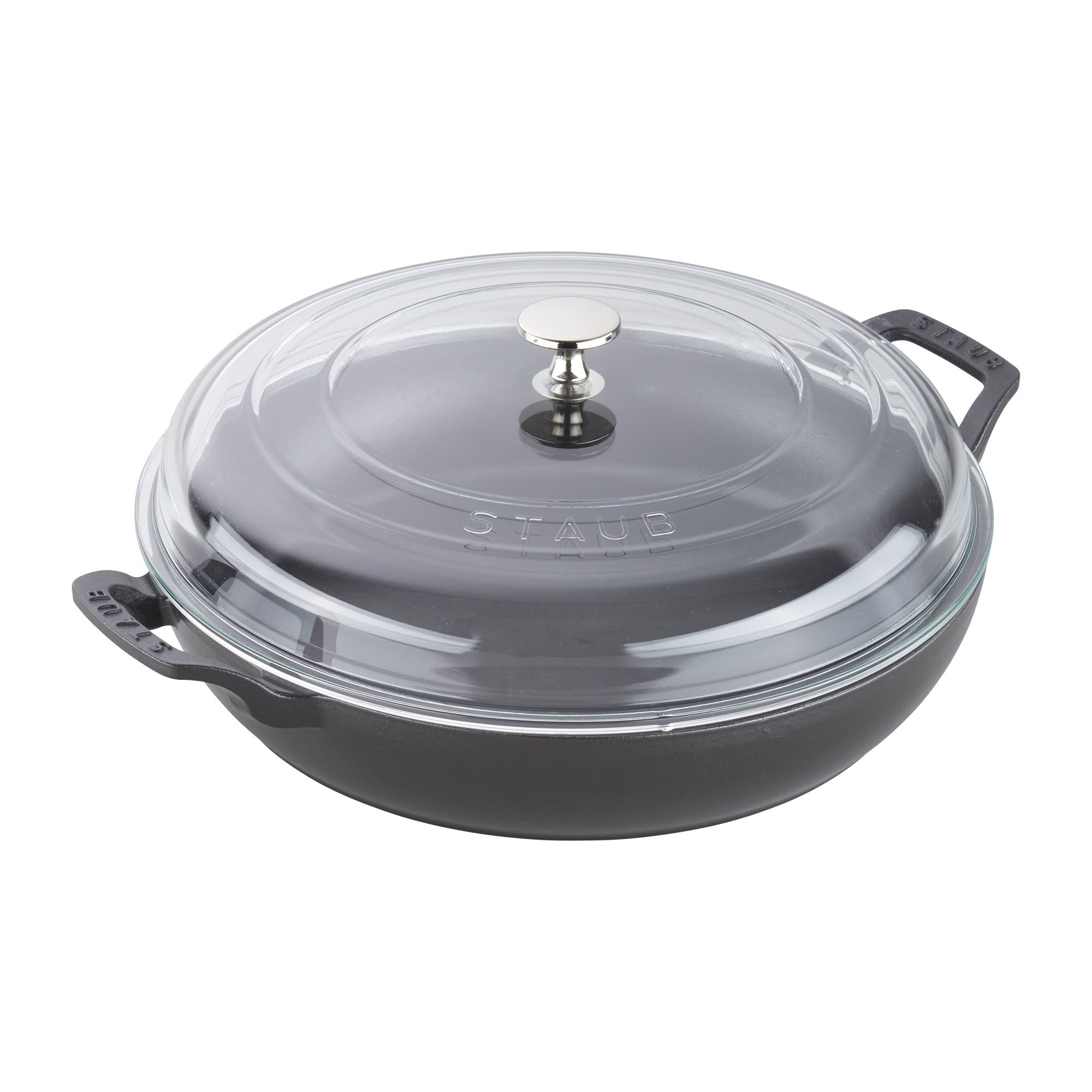 Staub Cast Iron 3.5 Quart Braiser with Glass Lid Matte Black WGL1s