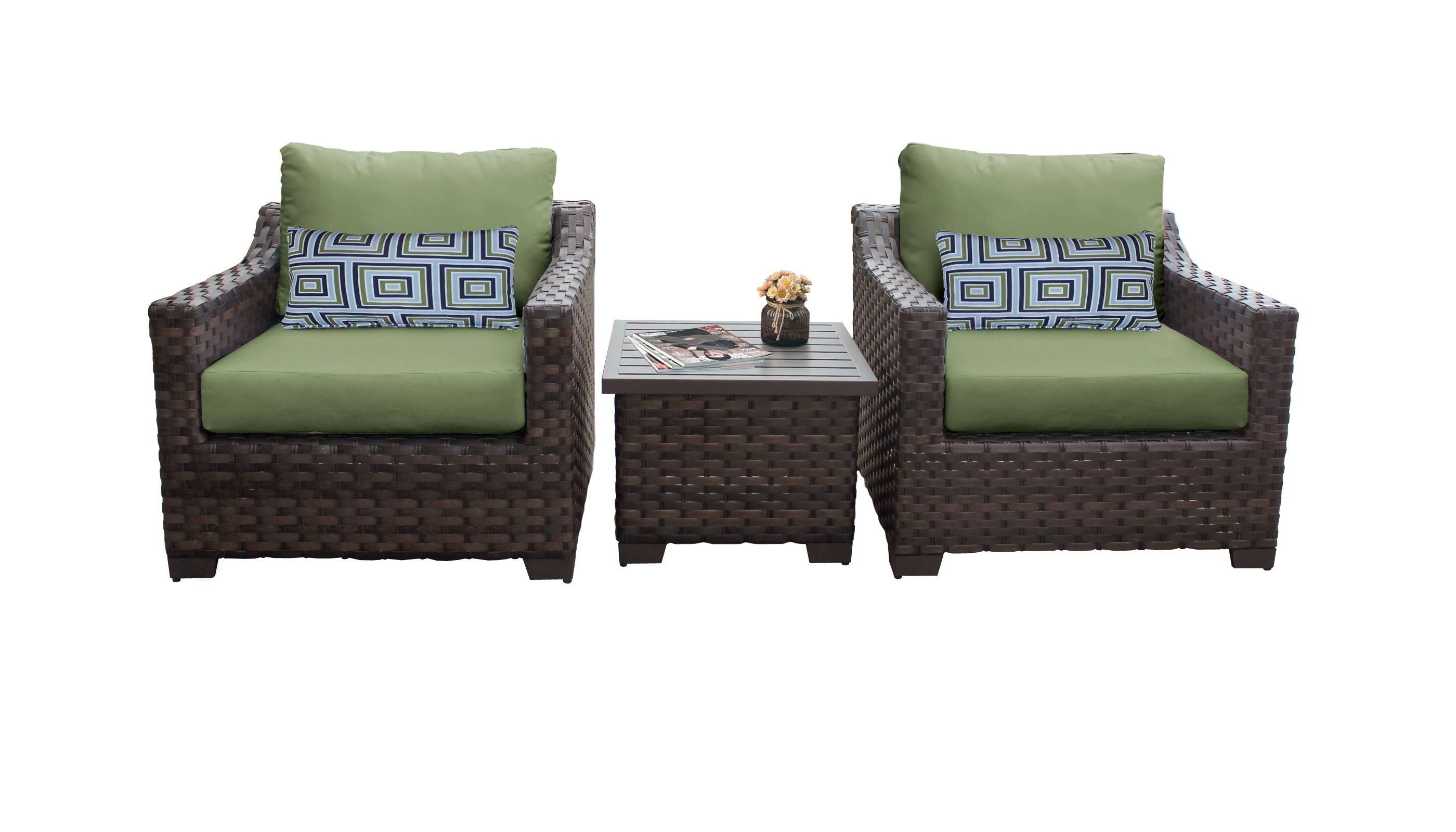 Kathy Ireland River Brook 3 Piece Outdoor Wicker Patio Furniture Set