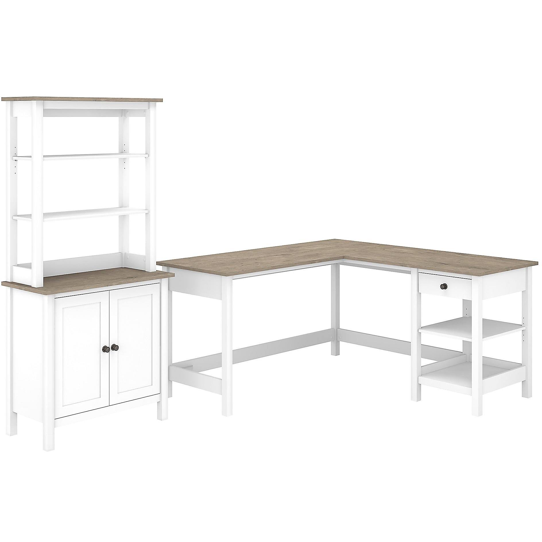 Bush Furniture Mayfield 60inch LShaped Computer Desk with 5Shelf